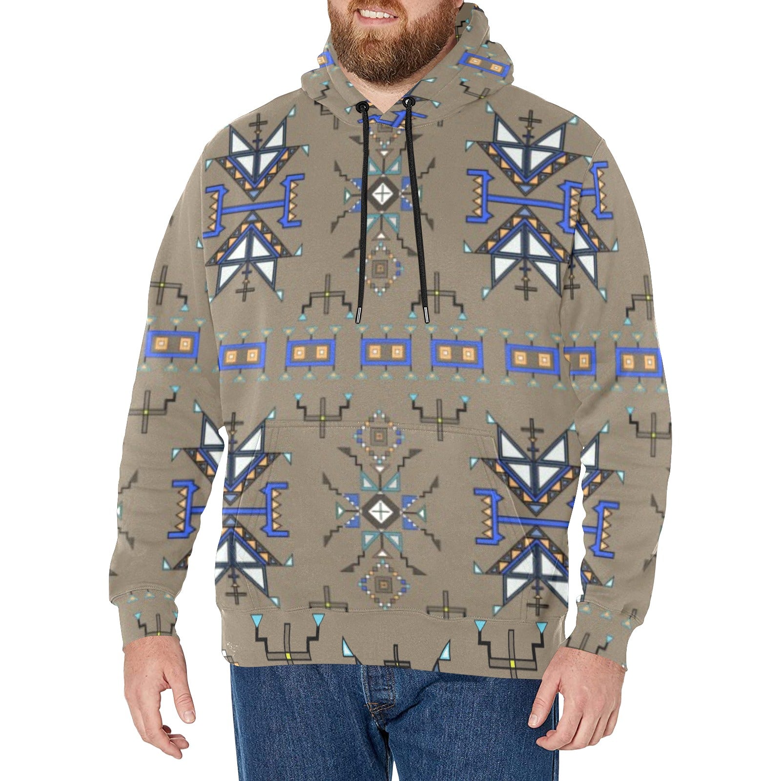 Eagle Strike Brown Men's Long Sleeve Fleece Hoodie