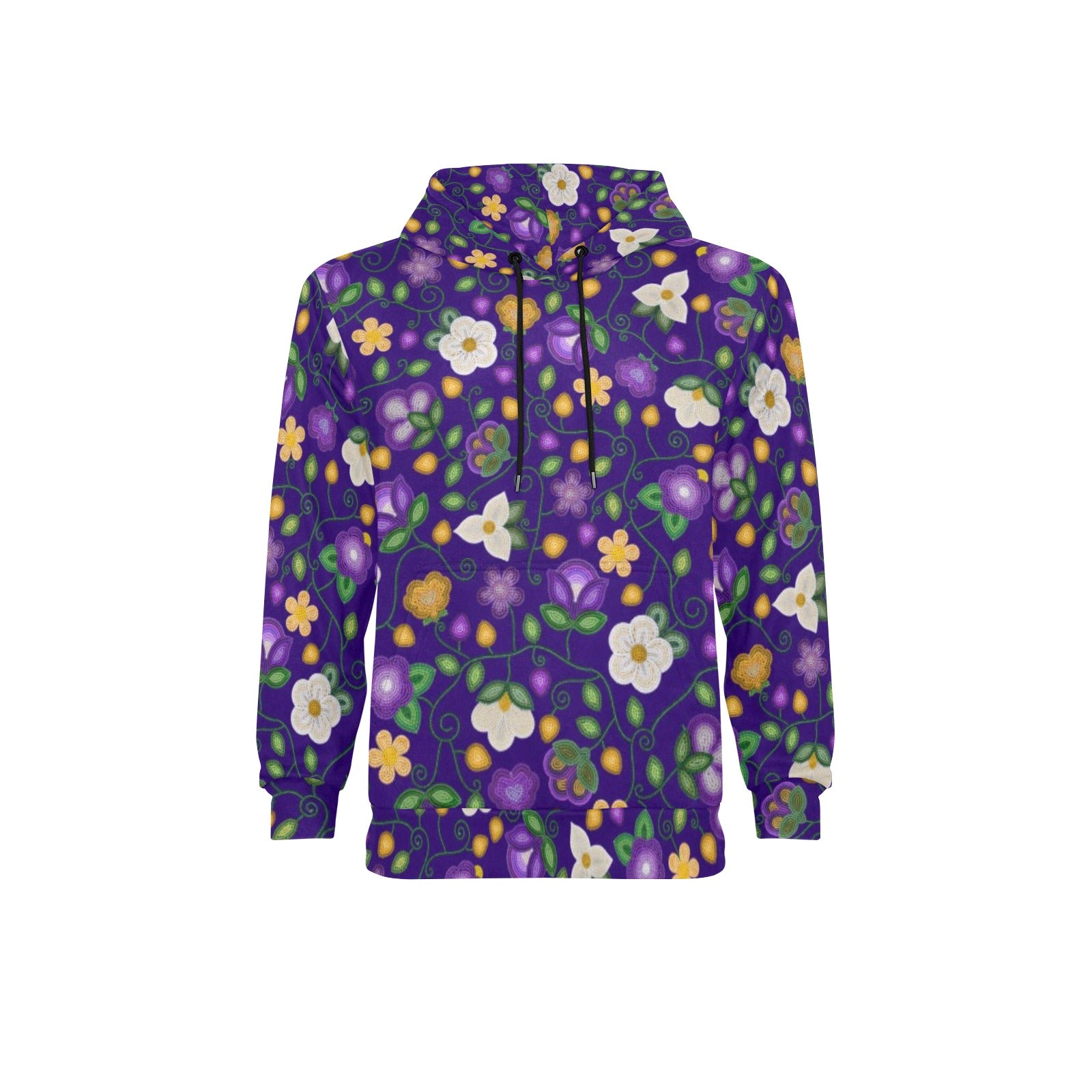 Midnight Moss Bloom Aubergine Men's Long Sleeve Fleece Hoodie