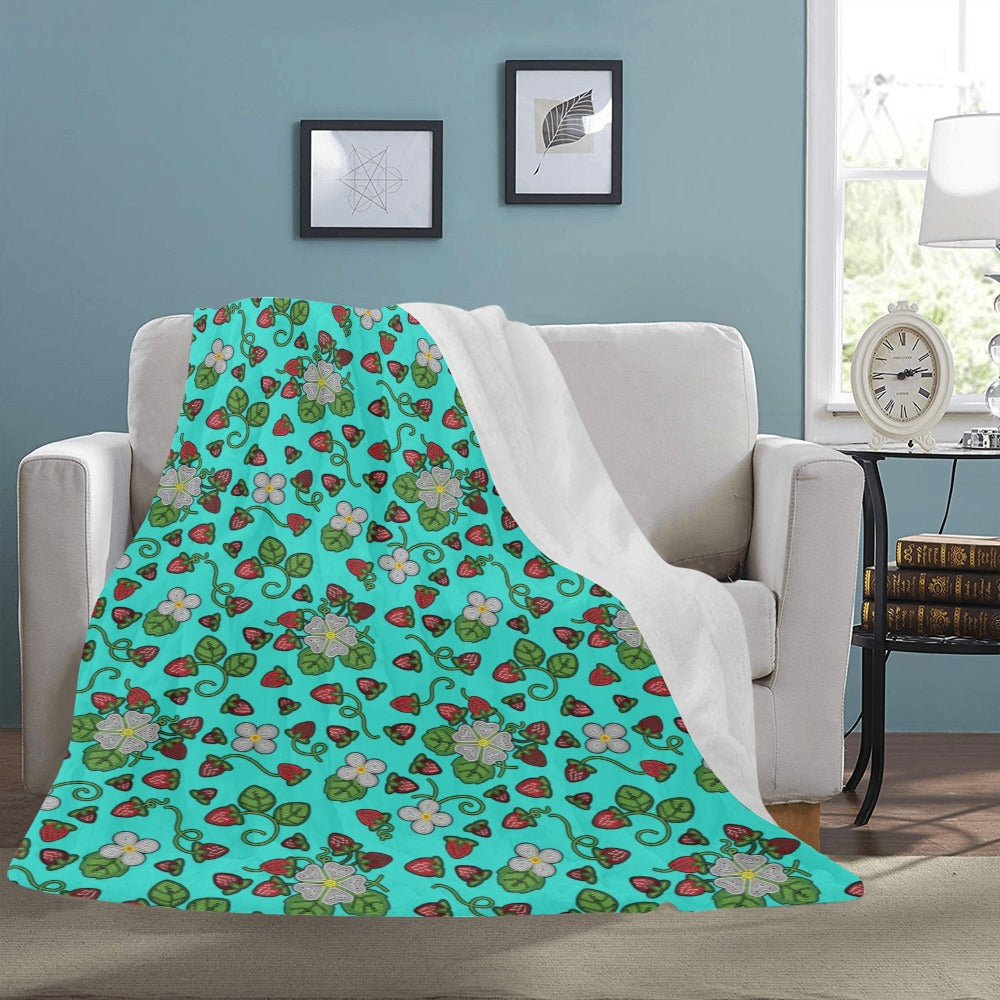 Strawberry Dreams Turquoise Ultra-Soft Micro Fleece Blanket 60"x80"