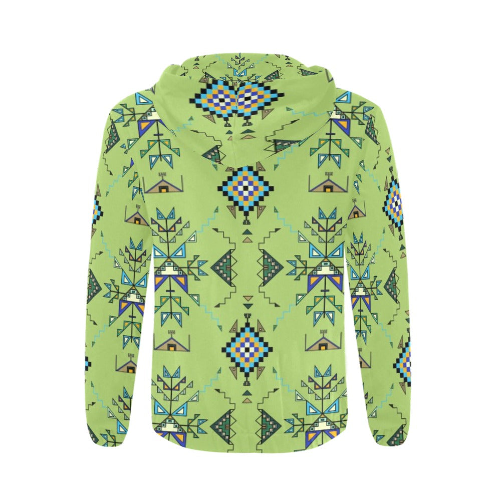 Bear Shield Green Men's Zipper Hoodie