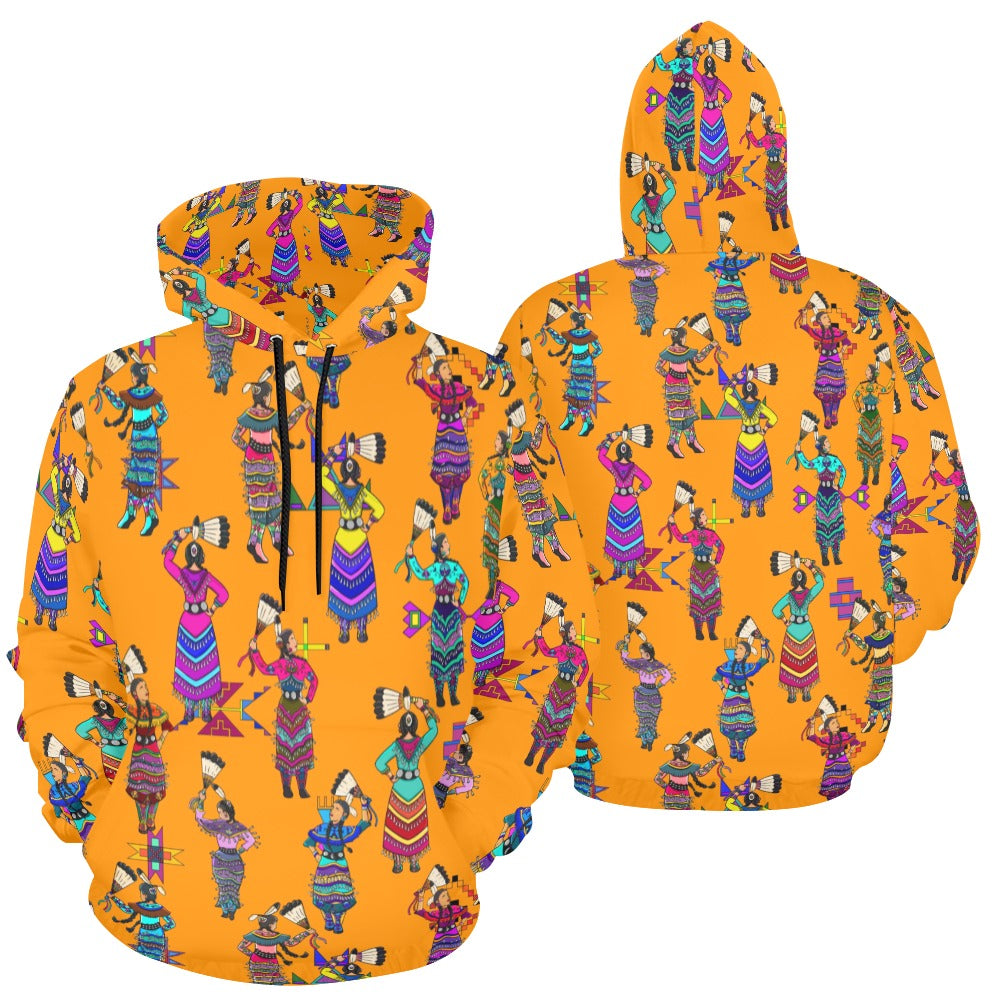 Women's Jingle Dancers Orange Hoodie for Men (USA Size)