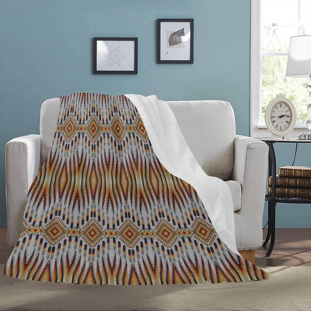 Fire Feather White Ultra-Soft Micro Fleece Blanket 60"x80"