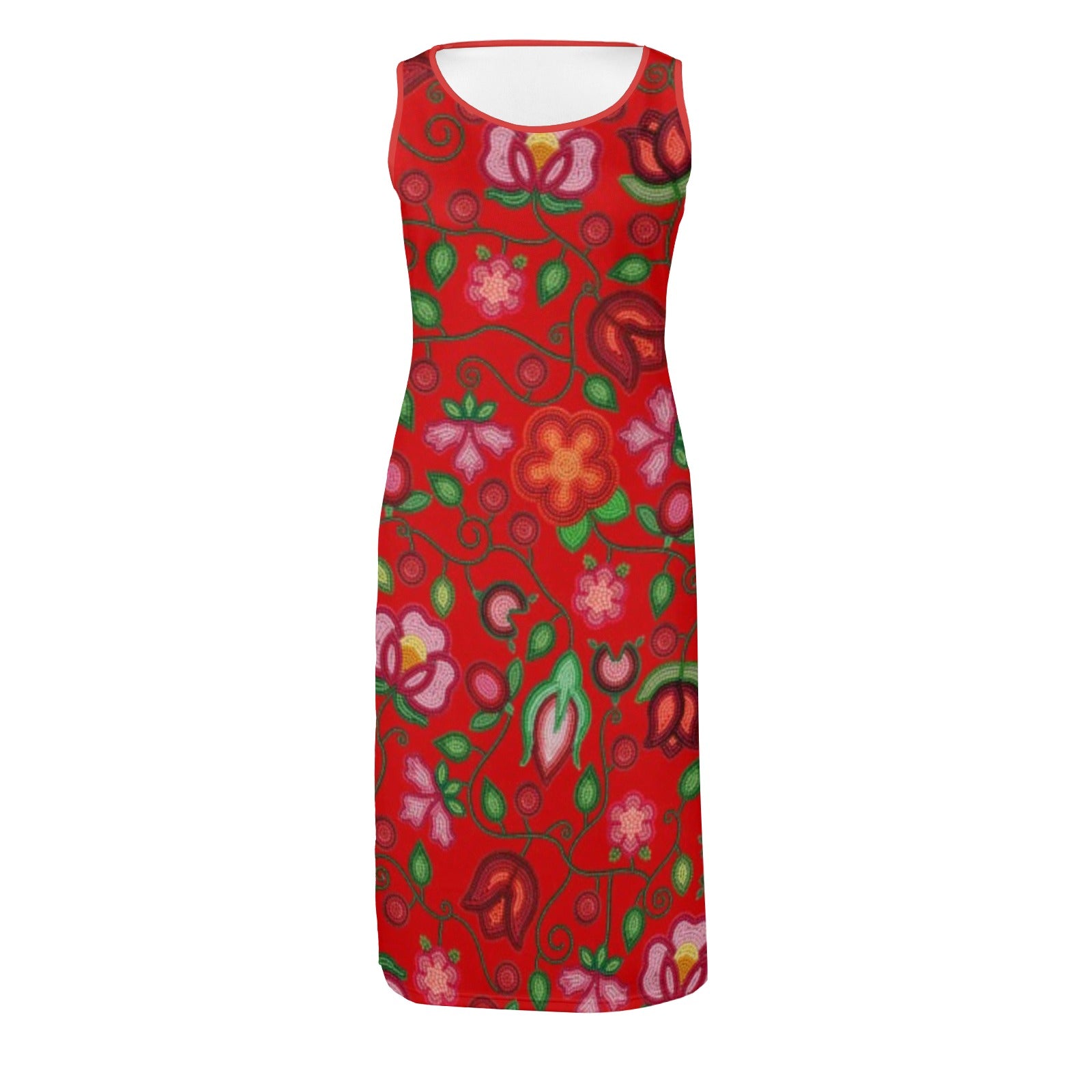Rose Reverie Red Phaedra Sleeveless Open Fork Long Dress