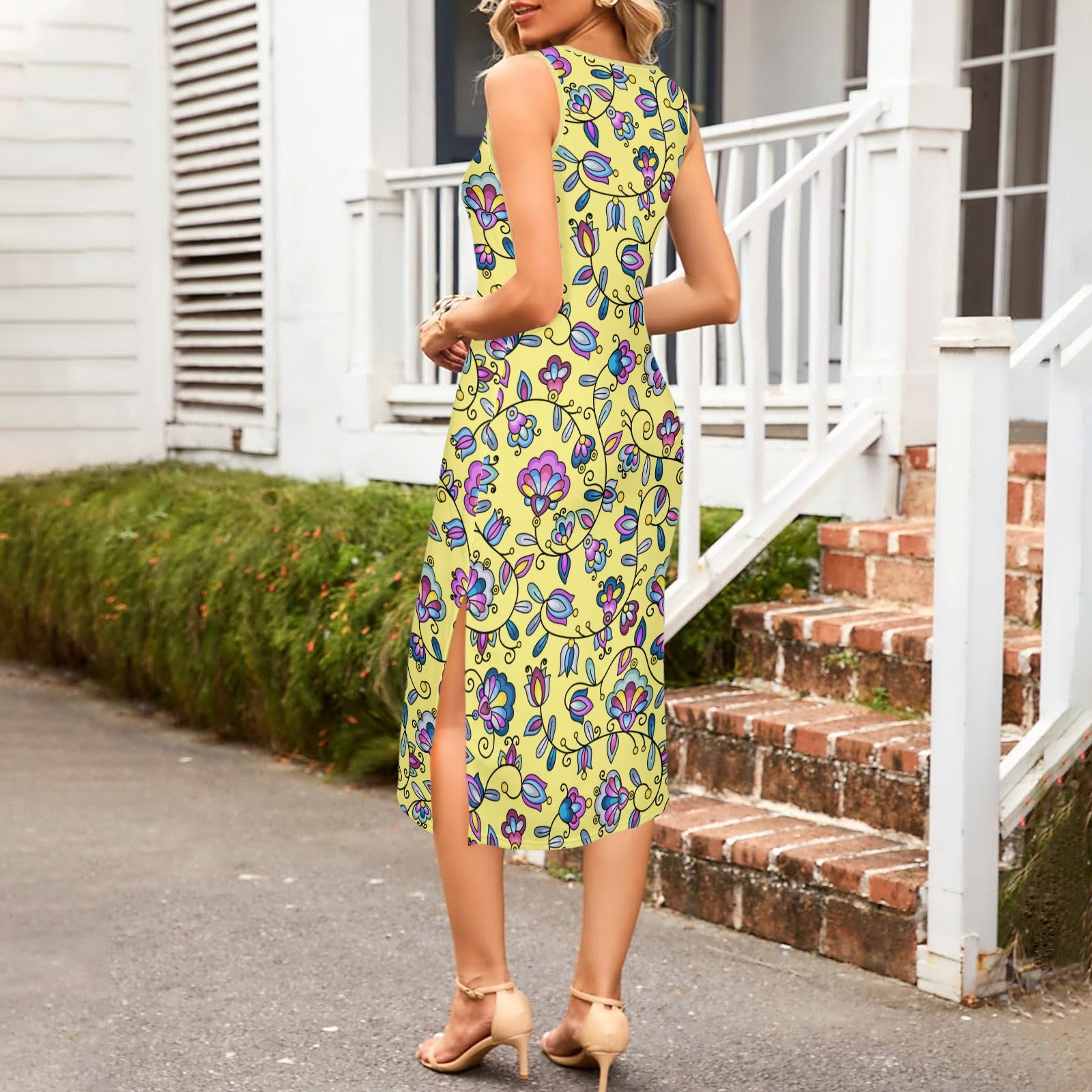 Autumn Bundle Blessing Yellow Phaedra Sleeveless Open Fork Long Dress