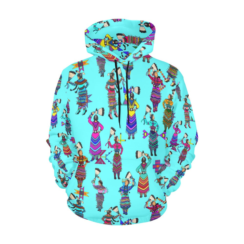 Women's Jingle Dancers Turquoise Hoodie for Women (USA Size)