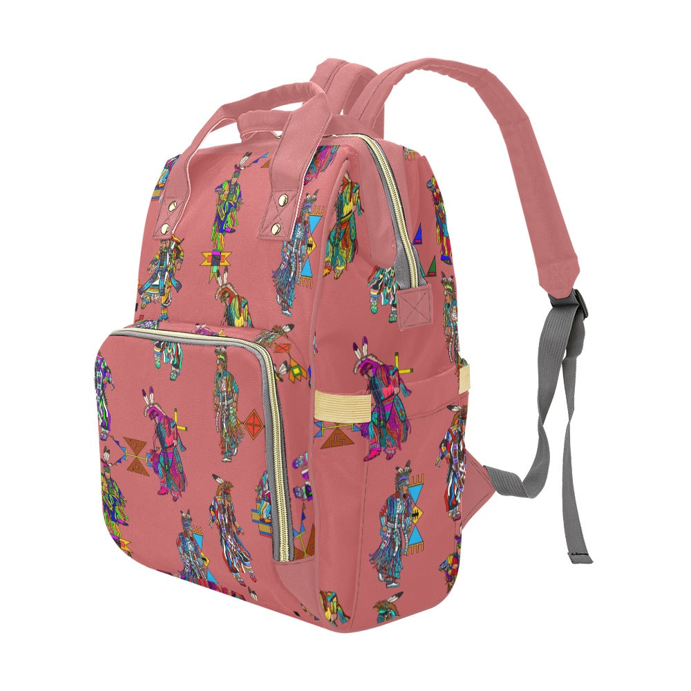 Men's Grass Dancers Terra Cotta Multi-Function Diaper Backpack/Diaper Bag