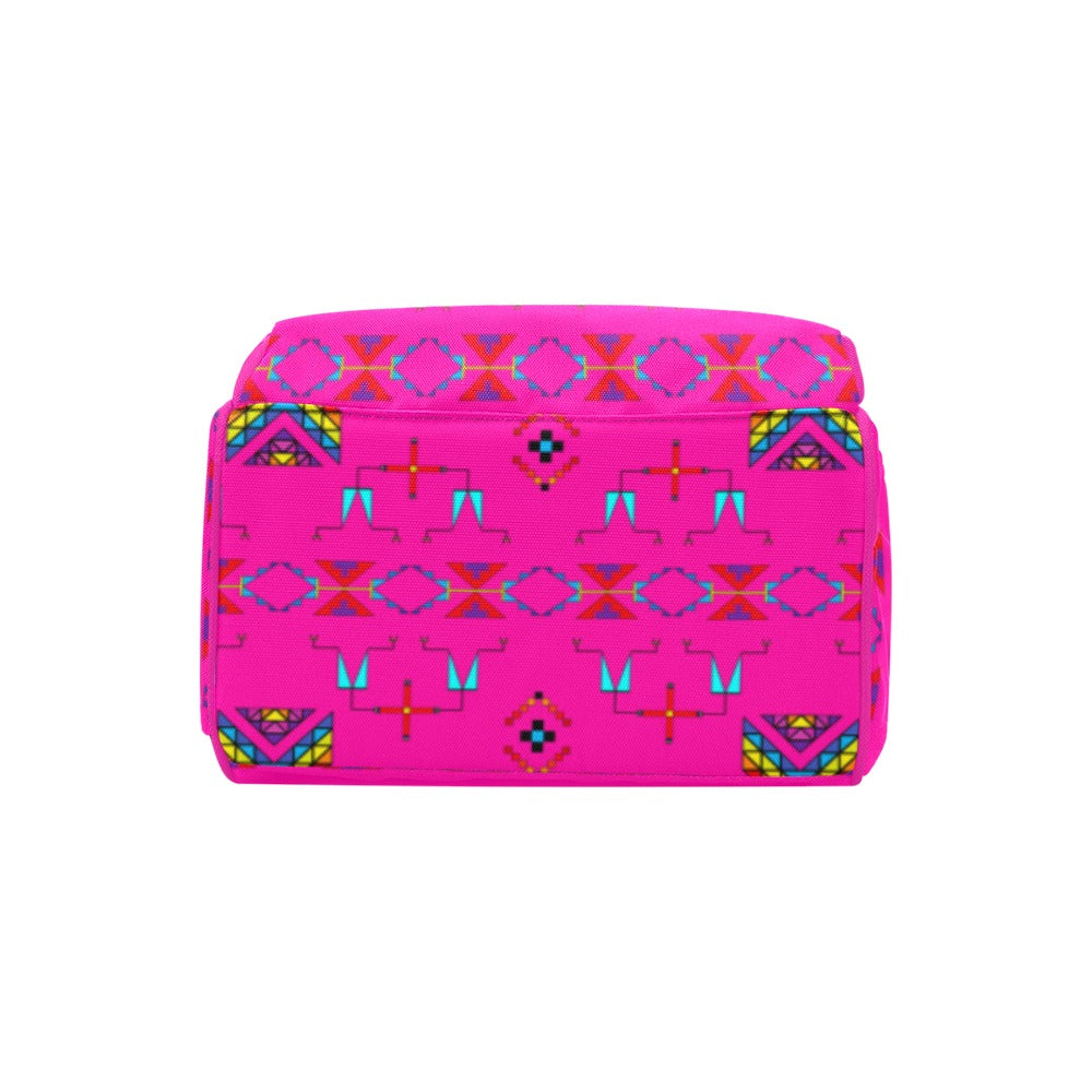 Rainy Chief Rainbow Hot Pink Multi-Function Diaper Backpack/Diaper Bag