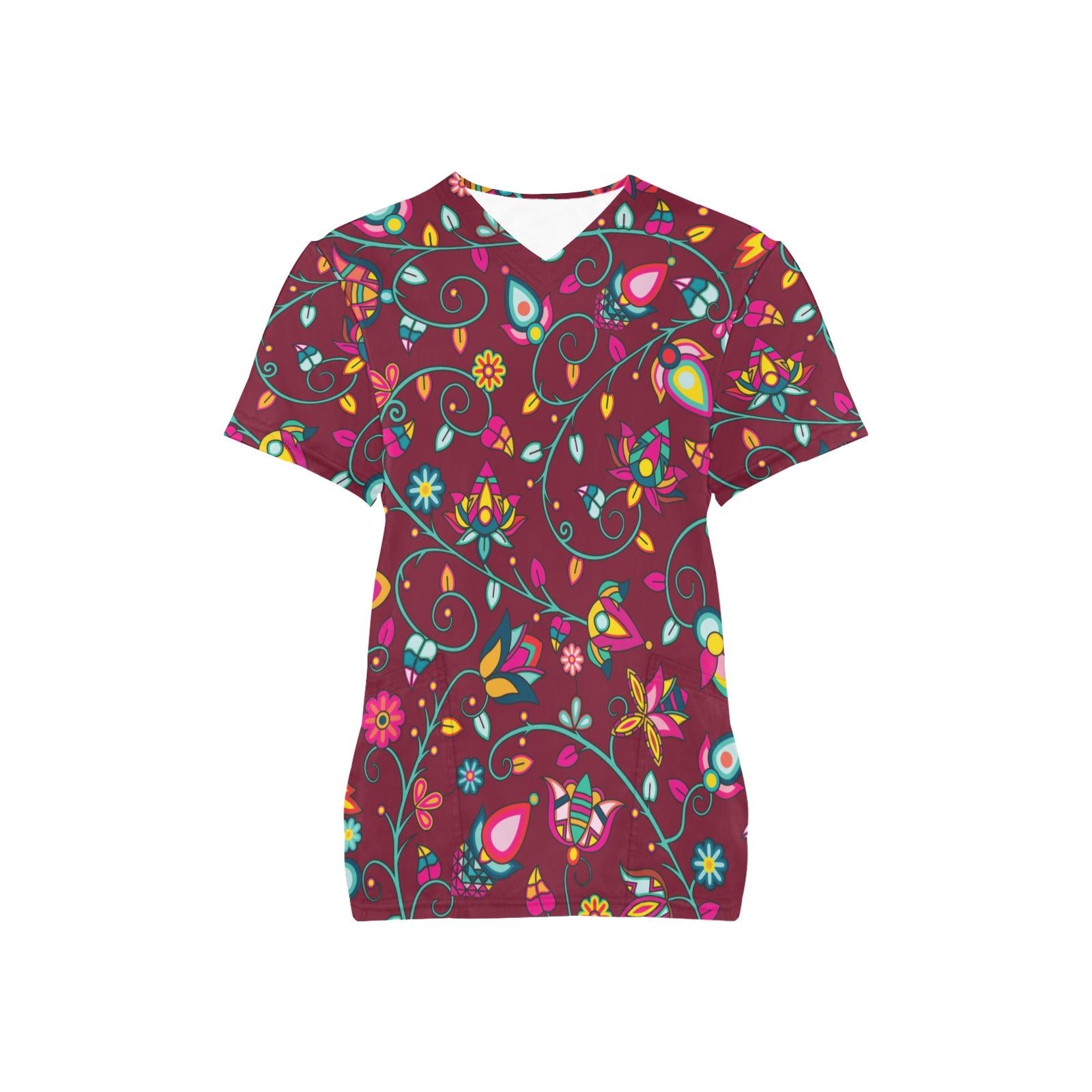 Thorny Path Cranberry Scrub Top