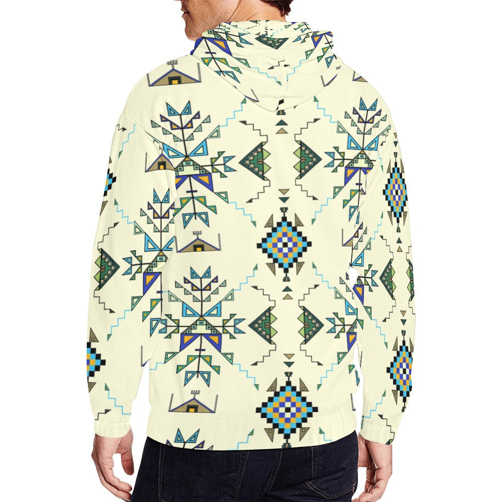 Bear Shield Cream Men's Zipper Hoodie