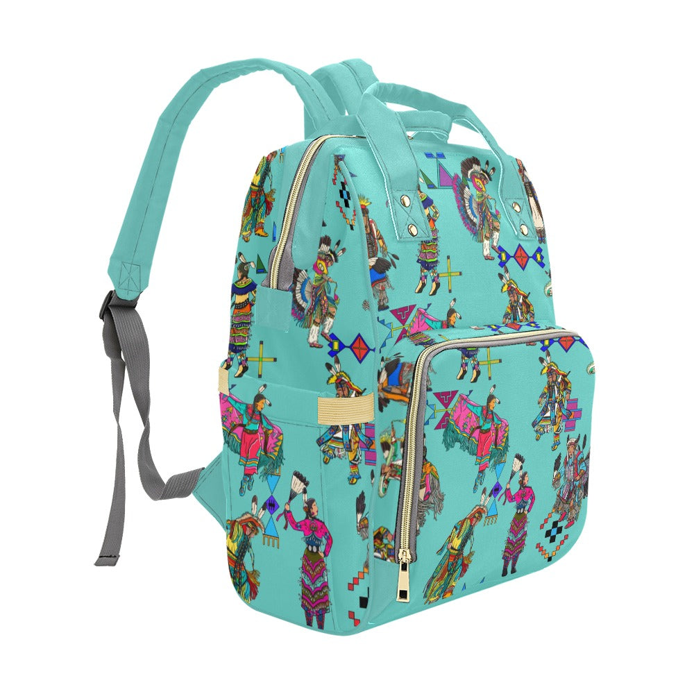 Grand Entry Dancers Eggshell Blue Multi-Function Diaper Backpack/Diaper Bag