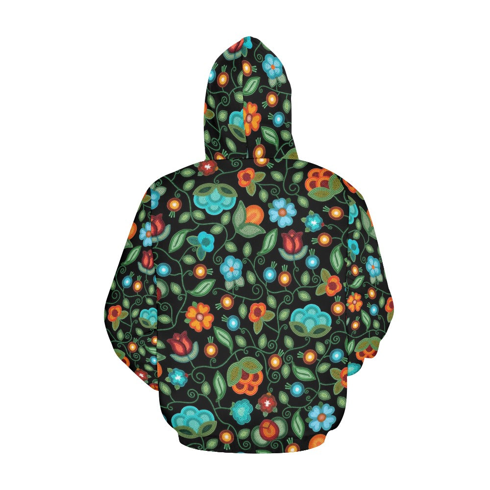 Prairie Fire Petals Black All Over Print Hoodie for Women (USA Size)