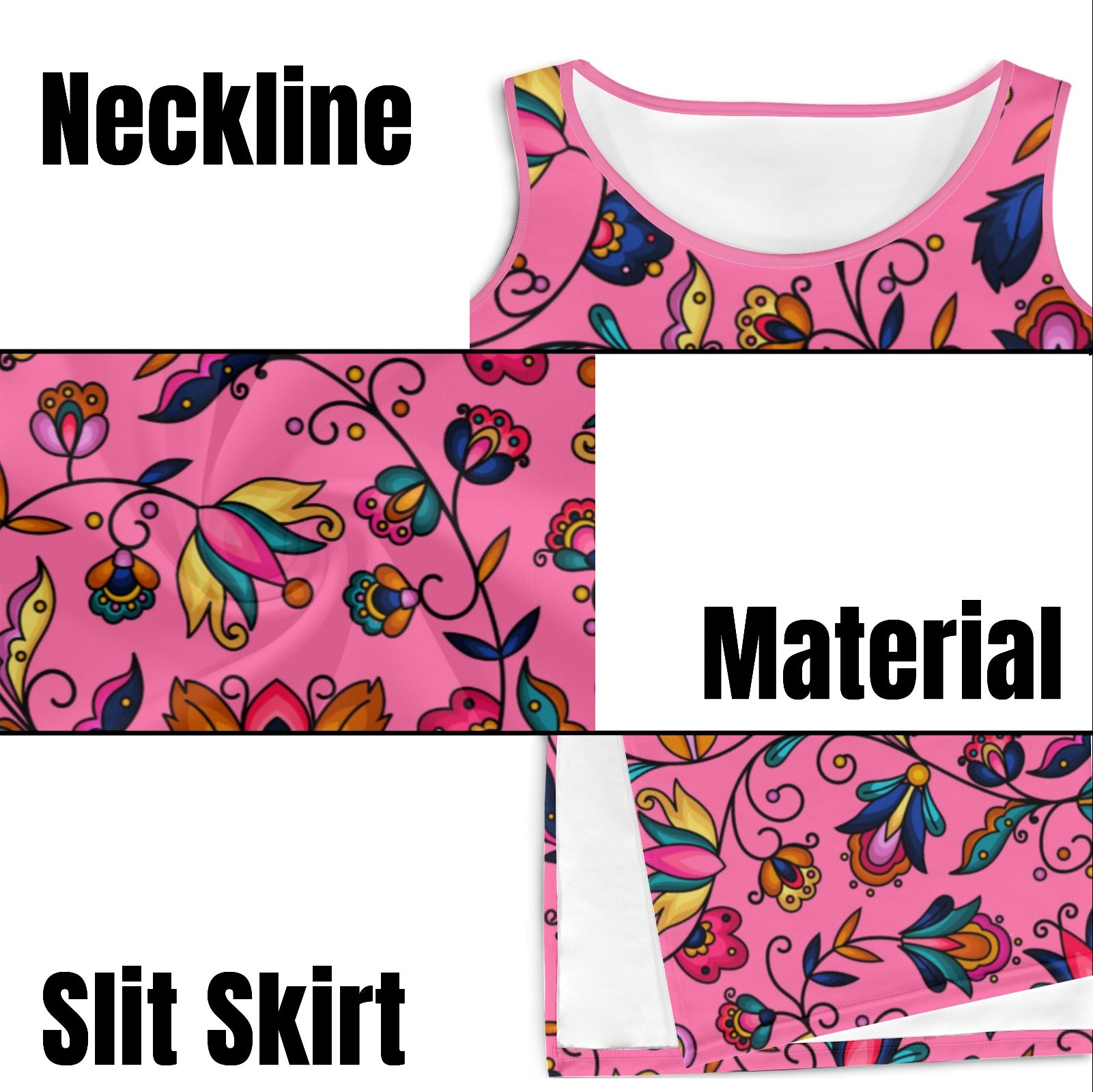 Copper Prairie Petals Pink Phaedra Sleeveless Open Fork Long Dress