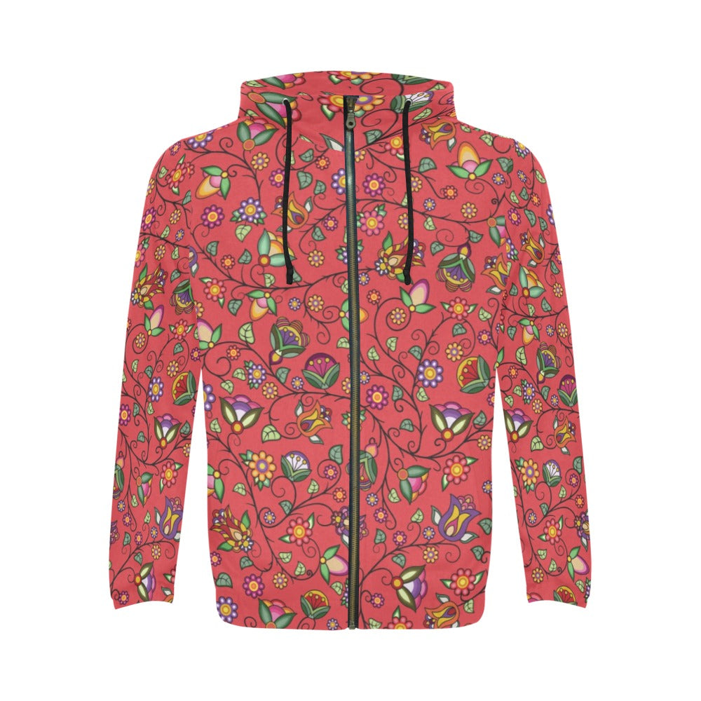 Heartbeat Petals Red Men's Zipper Hoodie
