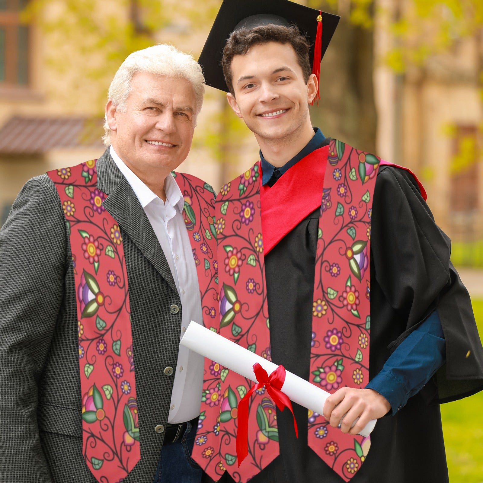 Heartbeat Petals Red Graduation Stole