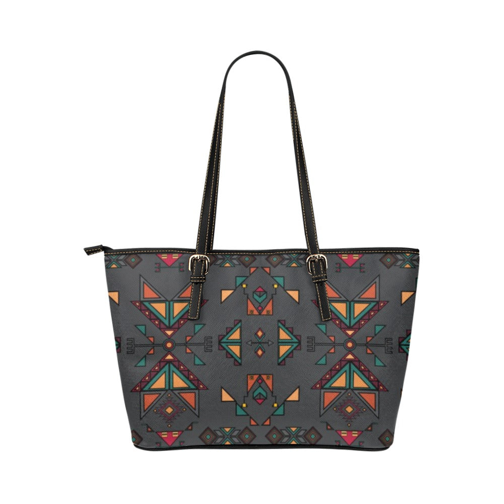 Arrow dawn Gray Leather Tote Bag/Large