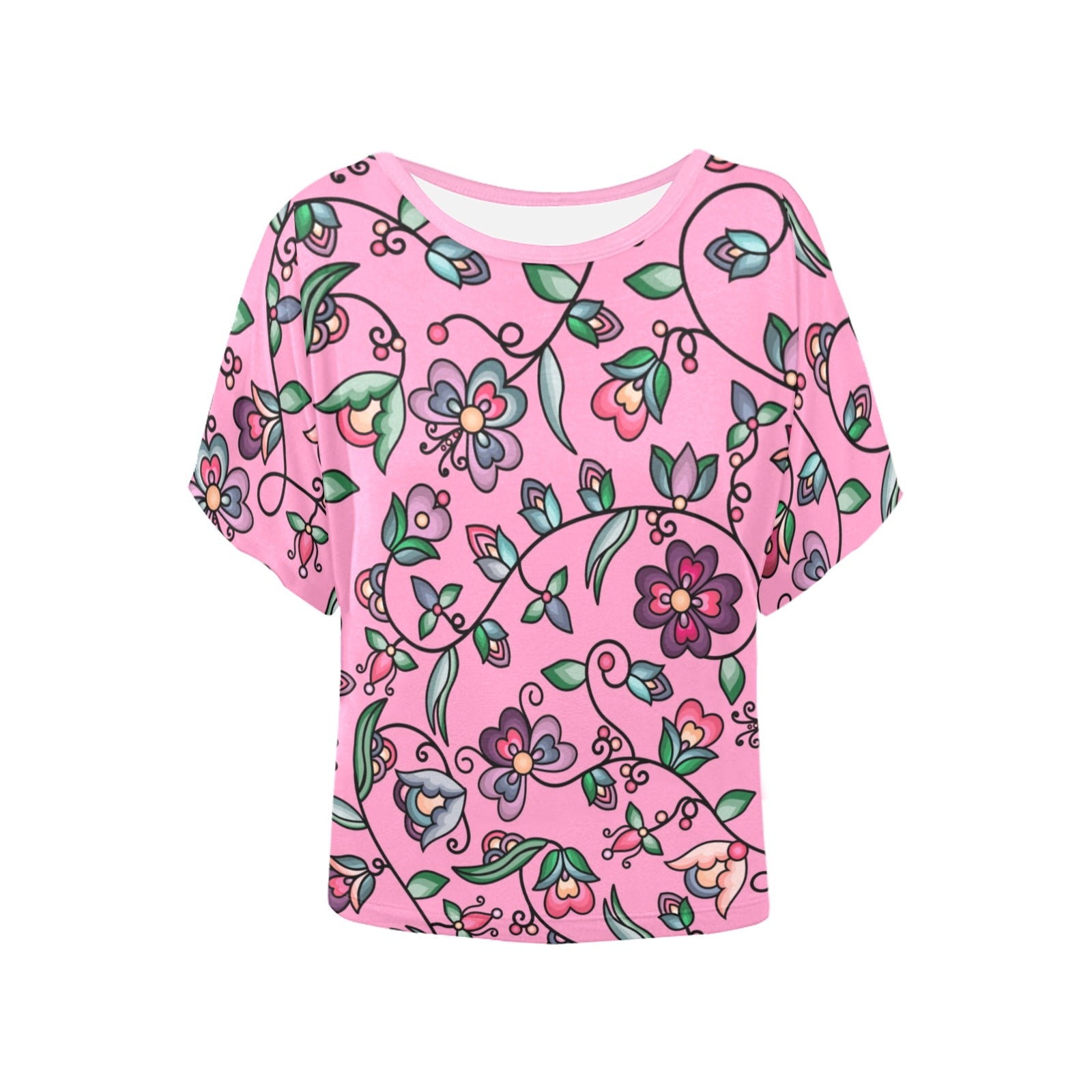 Amber Evening Garland Pink Women's Batwing-Sleeved Blouse T shirt