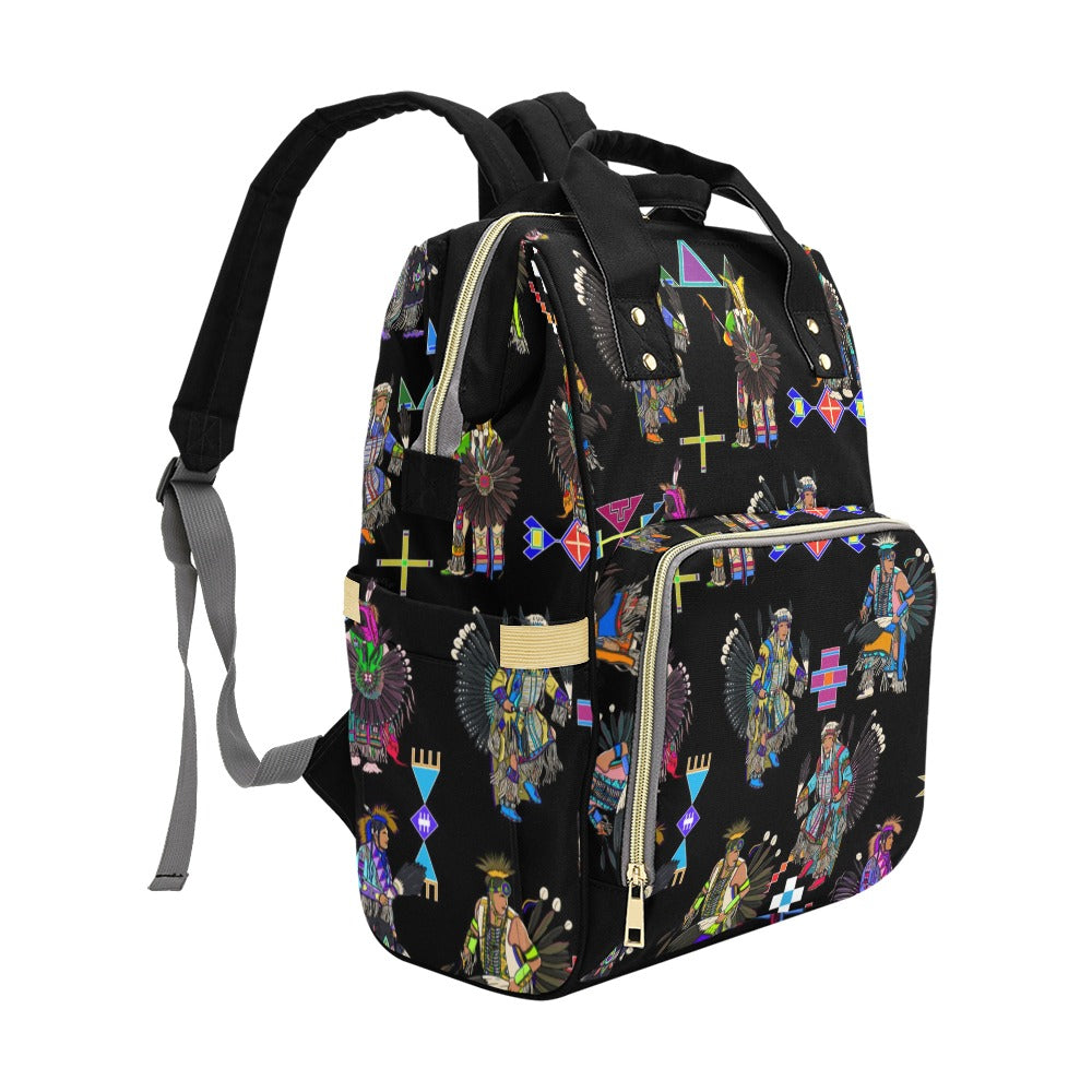 Men's Tradish Dancers Black Multi-Function Diaper Backpack/Diaper Bag