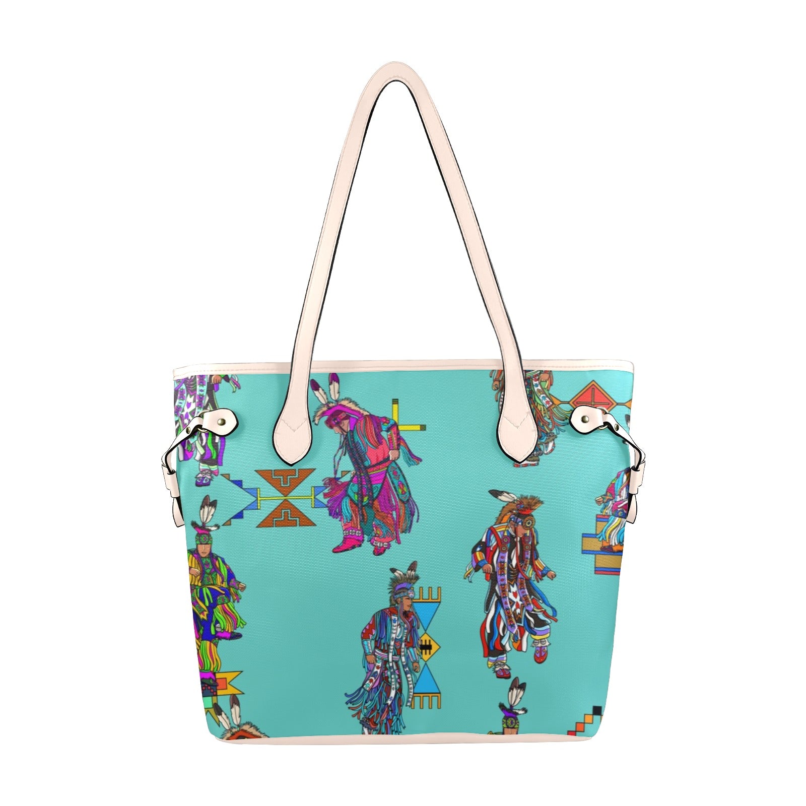 Men's Grass Dancers Eggshell Blue Clover Canvas Tote Bag