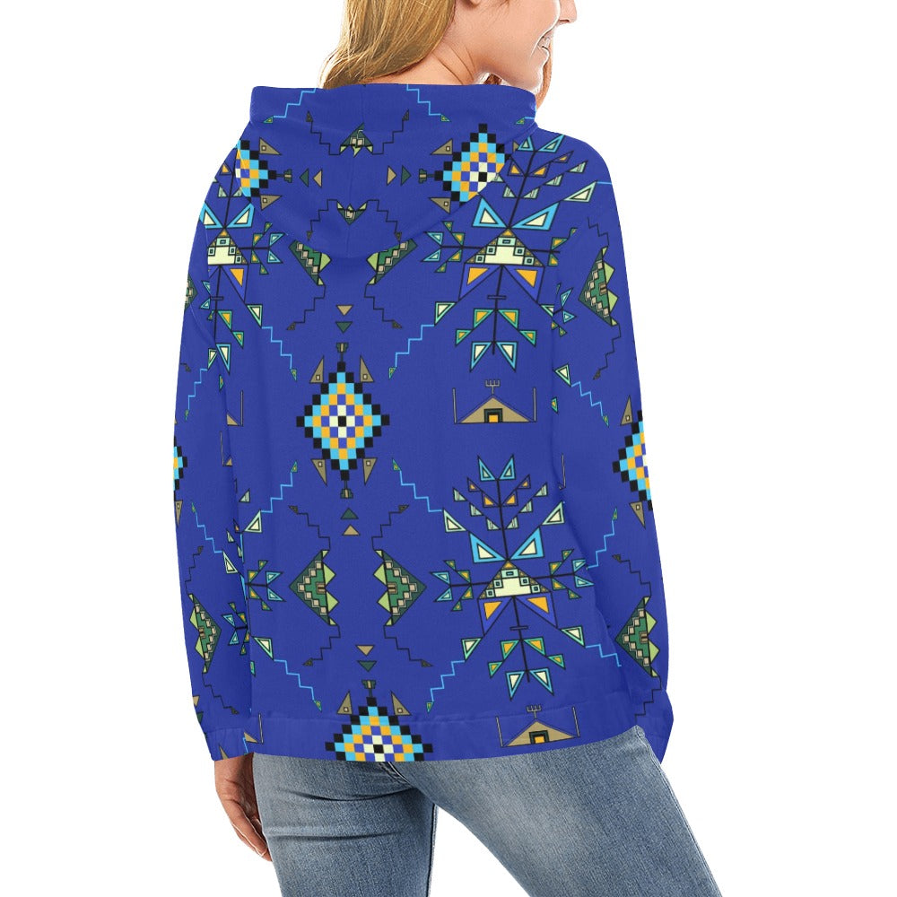 Bear Shield Dark Blue Hoodie for Women (USA Size)