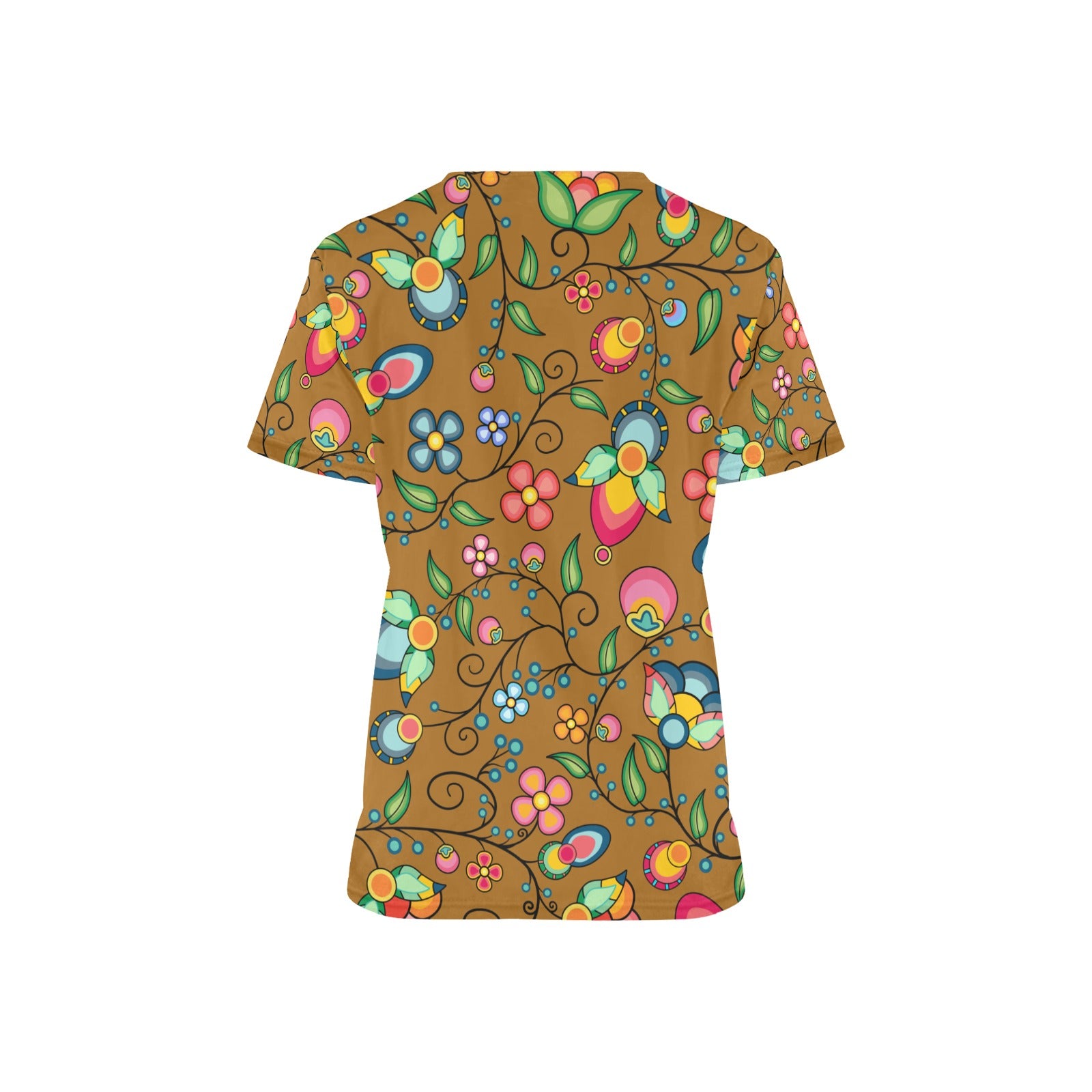 Floral Bounty Fall Leaves Scrub Top