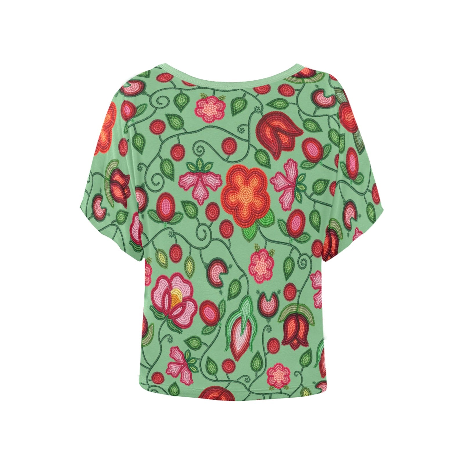 Rose Reverie Green Women's Batwing-Sleeved Blouse T-shirt
