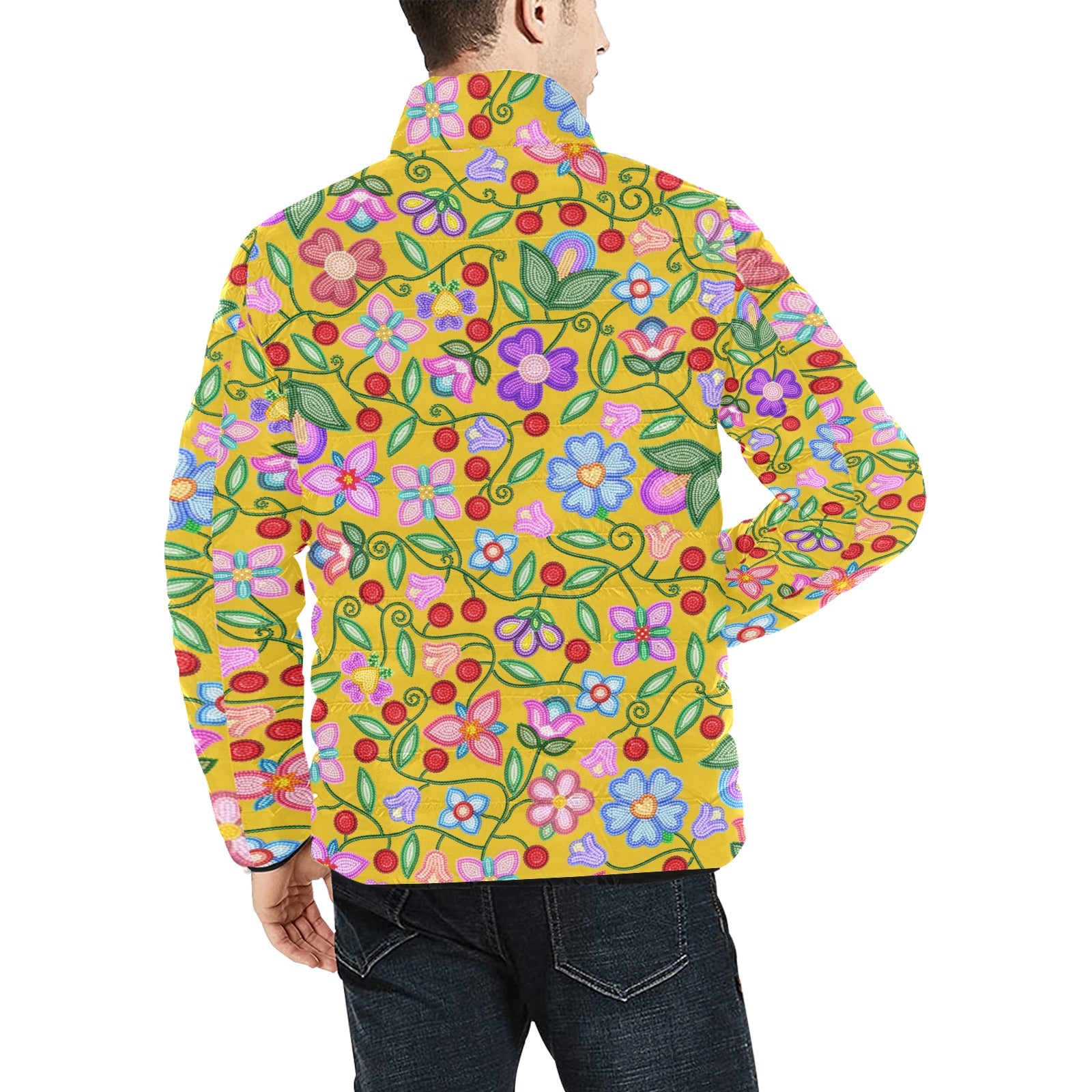 Petal Harmony Ochre Men's Padded Jacket