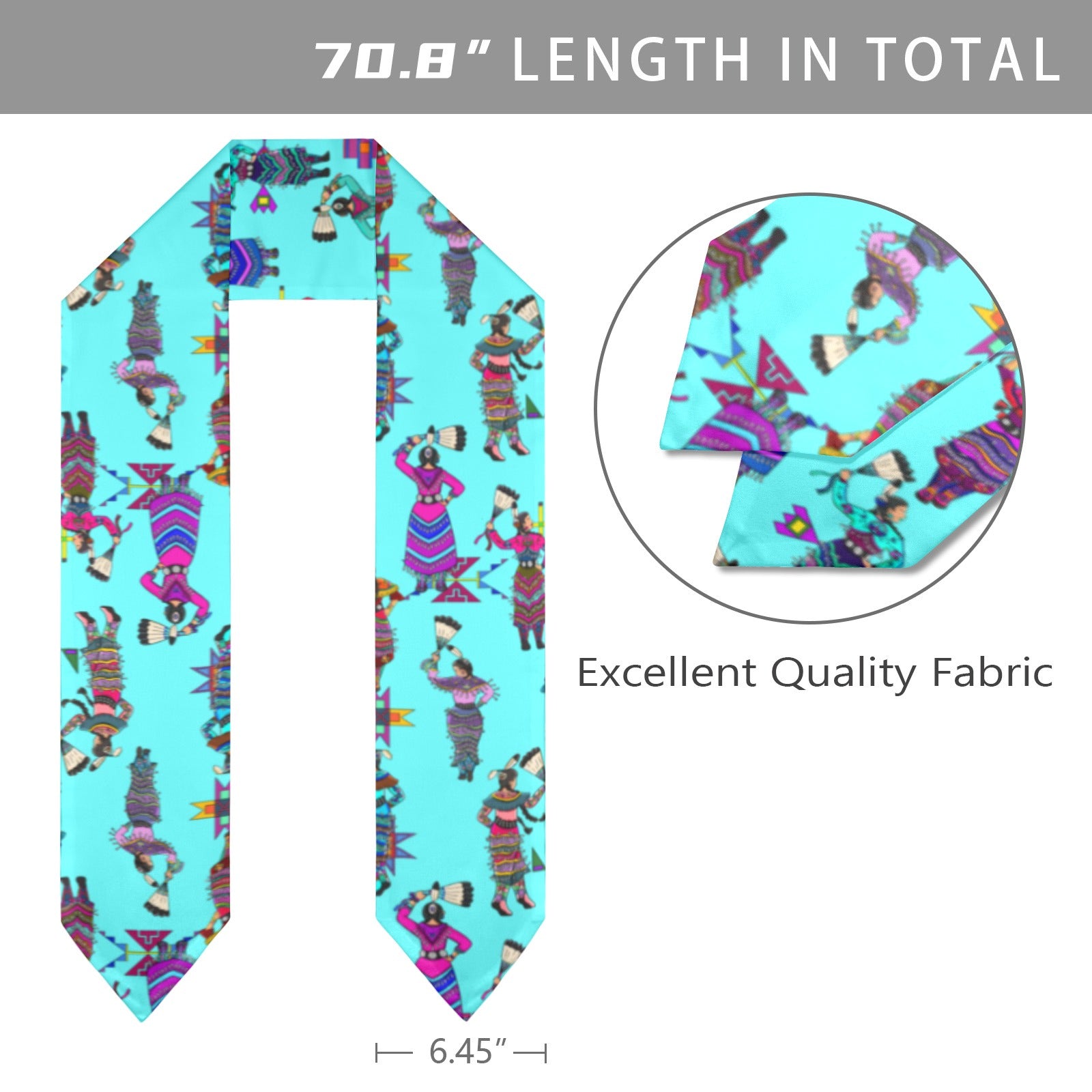 Women's Jingle Dancers Turquoise Graduation Stole