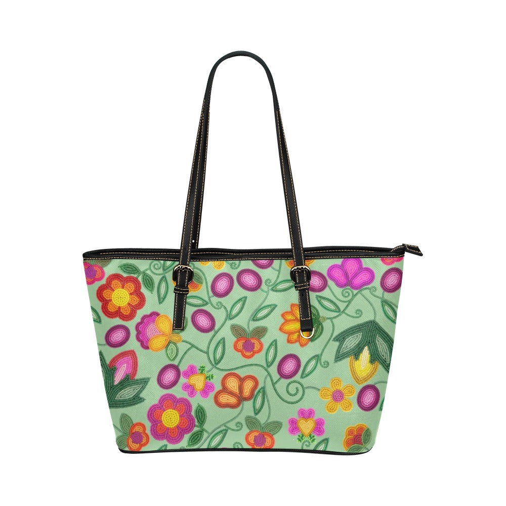 Boreal Bounty Green Leather Tote Bag/Large