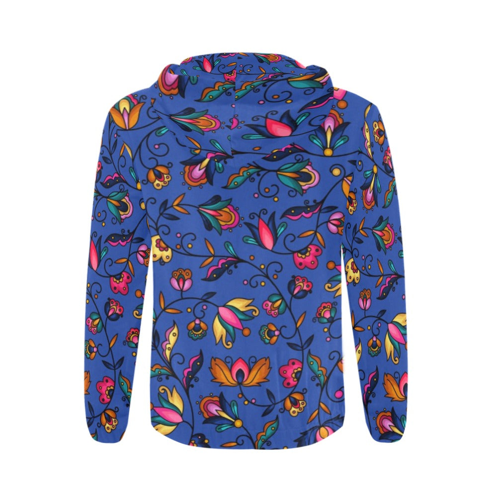 Copper Prairie Petals Blue Men's Zipper Hoodie