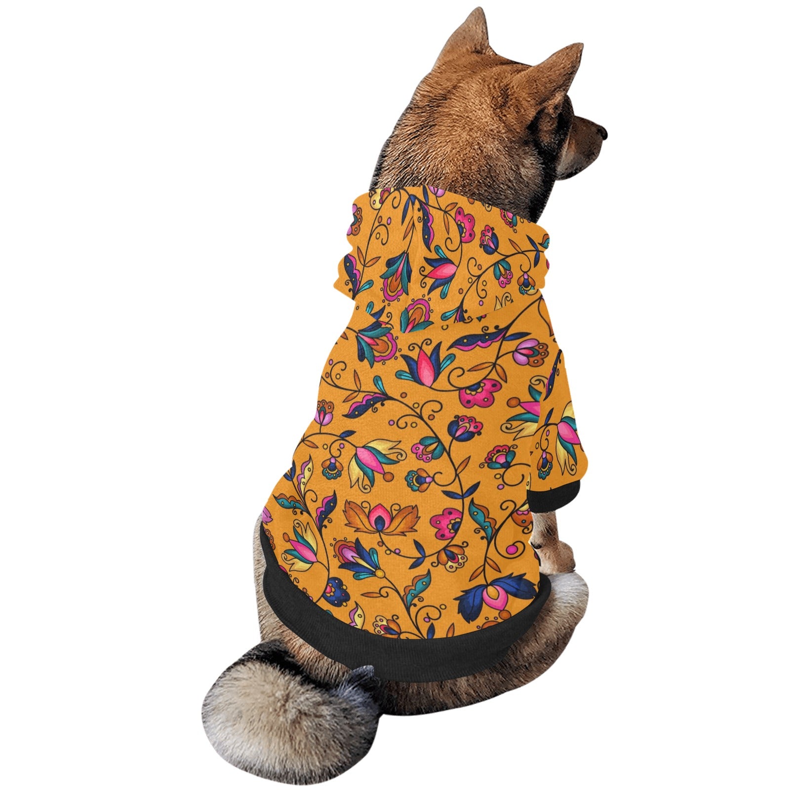 Copper Prairie Petals Orange Pet Dog Hoodie