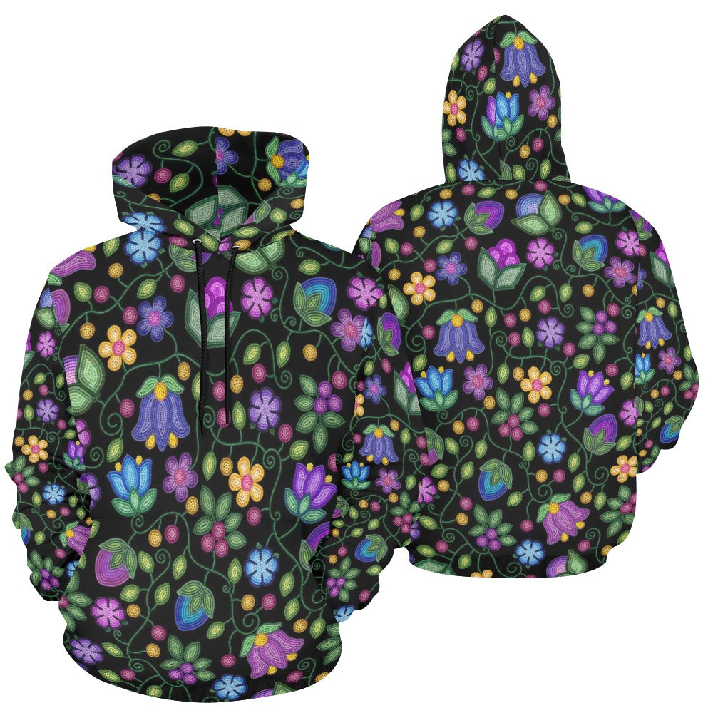 Bloom Uplift Black All Over Print Hoodie for Women (USA Size)