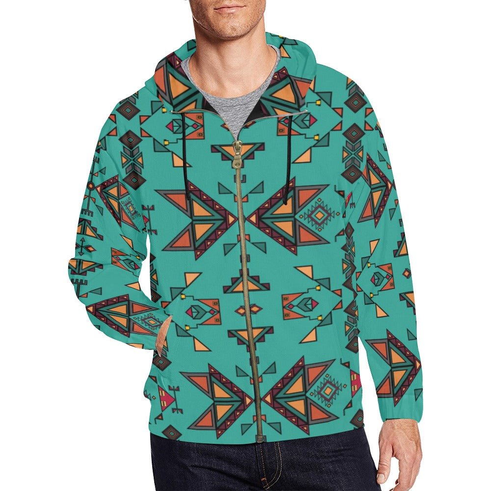 Arrow Dawn Turquoise Men's Zipper Hoodie