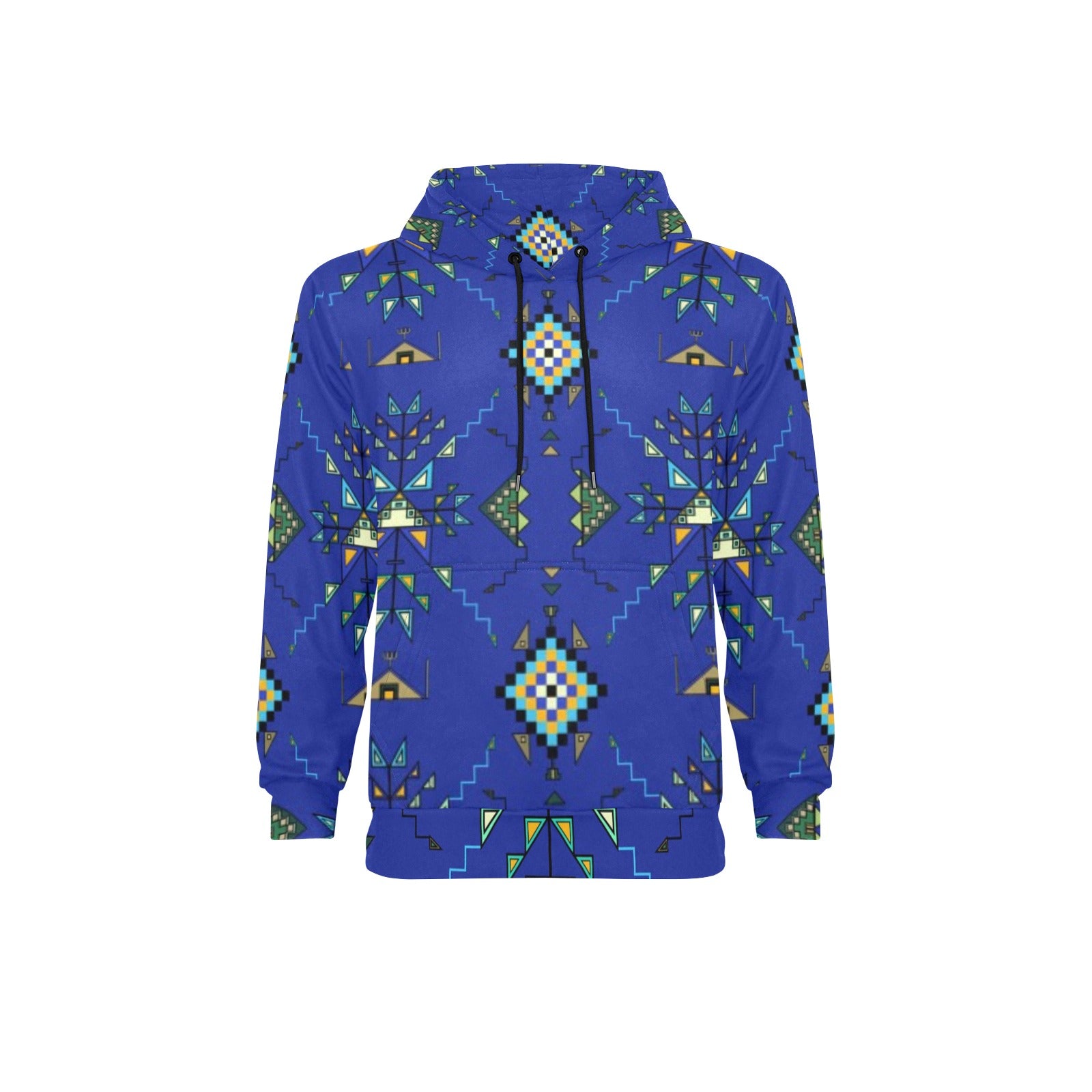 Bear Shield Dark Blue Men's Long Sleeve Fleece Hoodie
