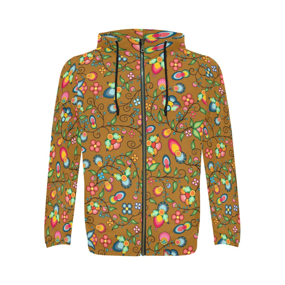 Floral Bounty Fall Leaves Men's Zipper Hoodie