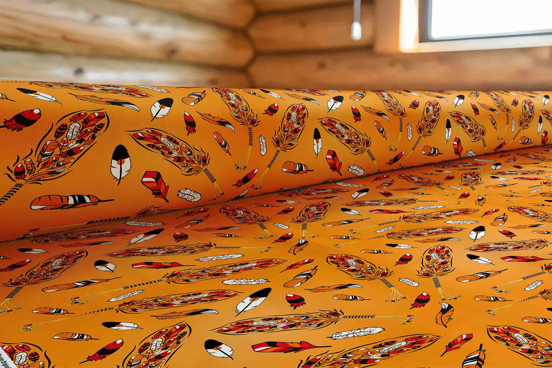 Feathers Orange 42 Inch Cotton Poplin Pre Order