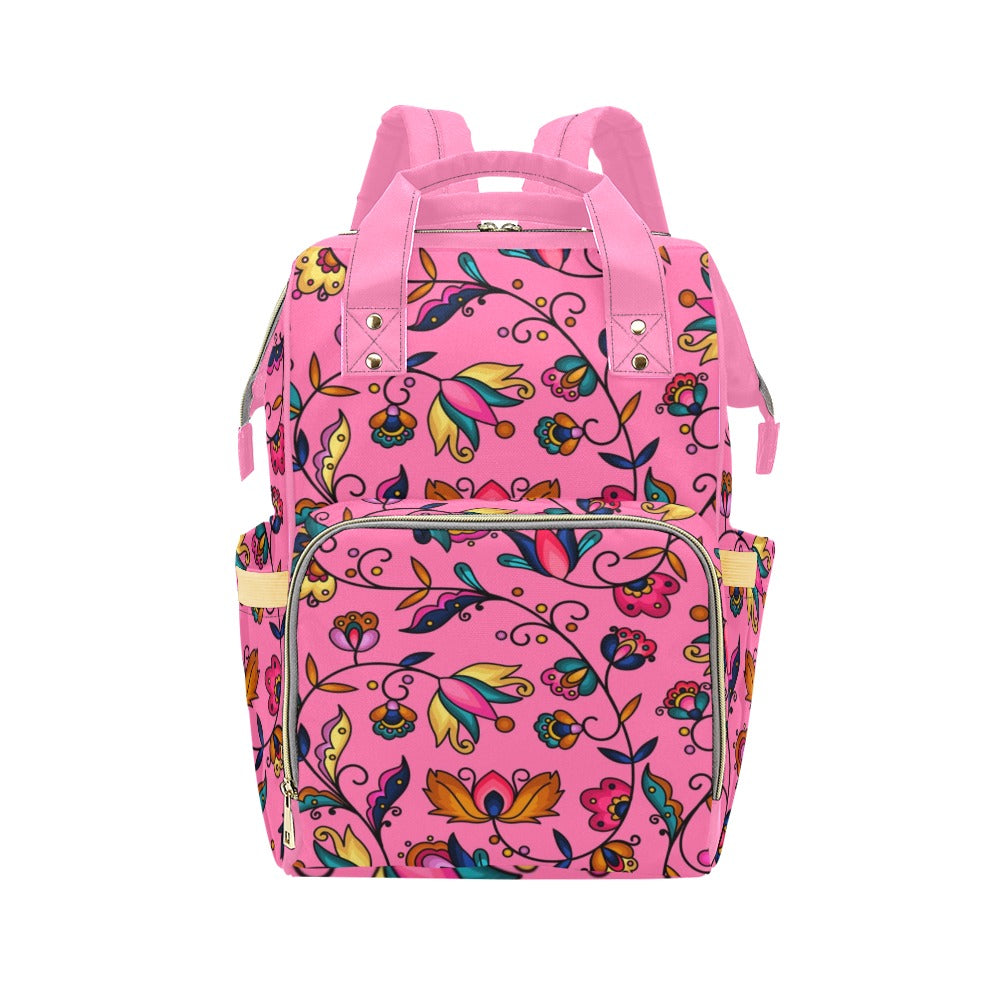 Copper Prairie Petals Pink Multi-Function Diaper Backpack/Diaper Bag