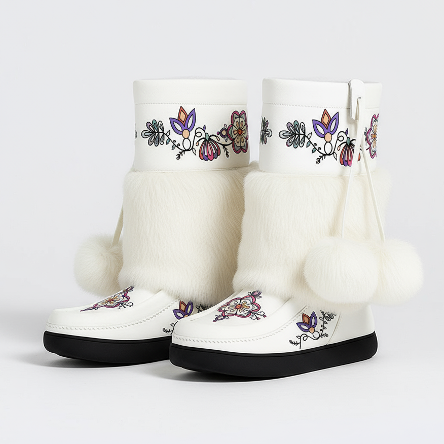 Aurora Petal Glow Real Leather MocLux Calf with Fur