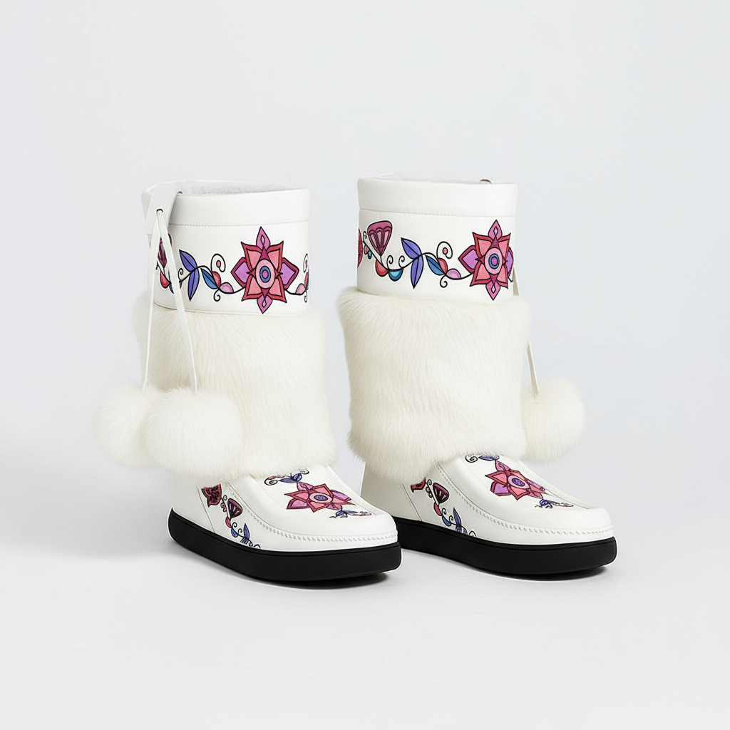 Frost Flower Circle Real Leather MocLux Calf with Fur