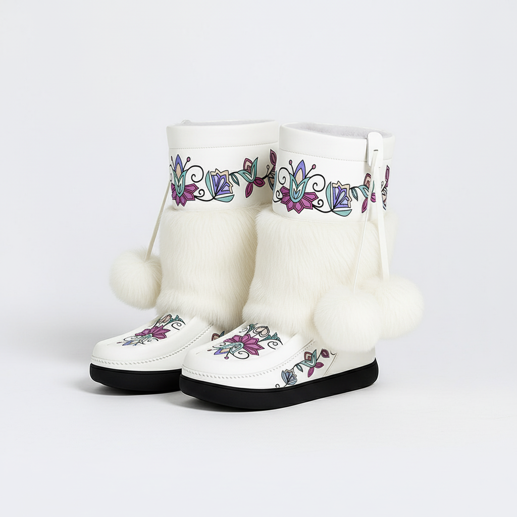 Moonlit Frost Real Leather MocLux Calf with Fur