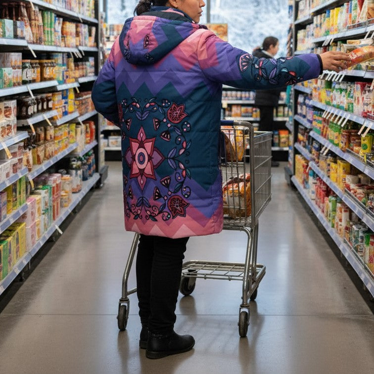 Frost Flower Circle Women's Hooded Puffer Coat