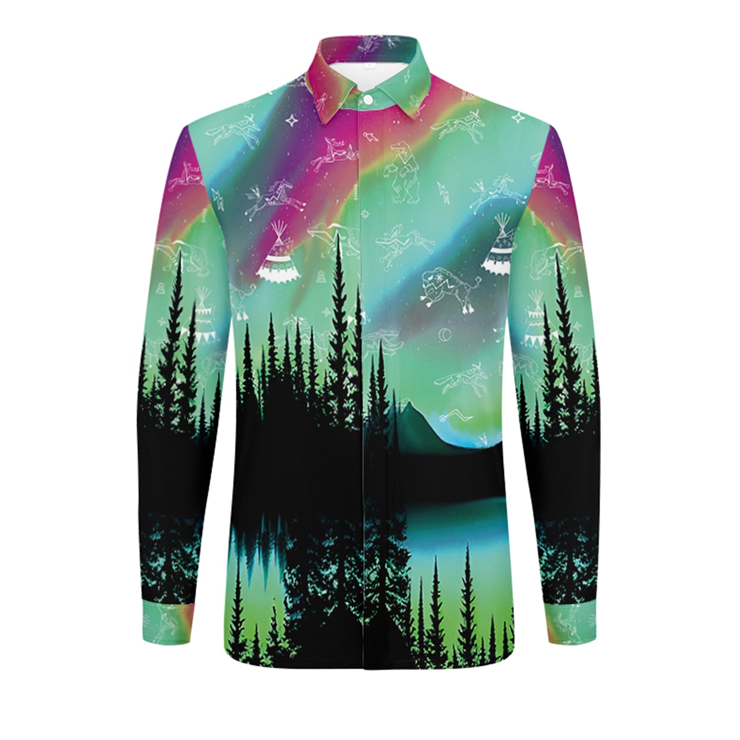 Aurora Medicine Animals 2 Men's Long Sleeve Dress Shirt