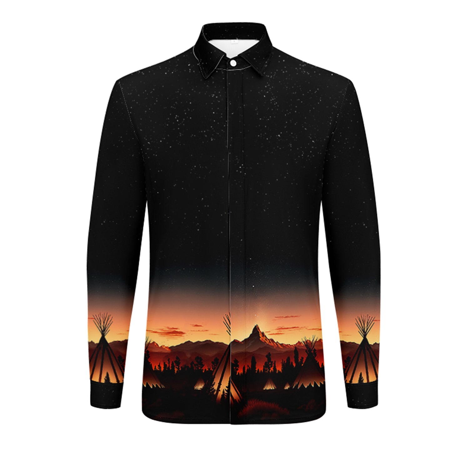 Sunset Tipis 1 Men's Long Sleeve Dress Shirt