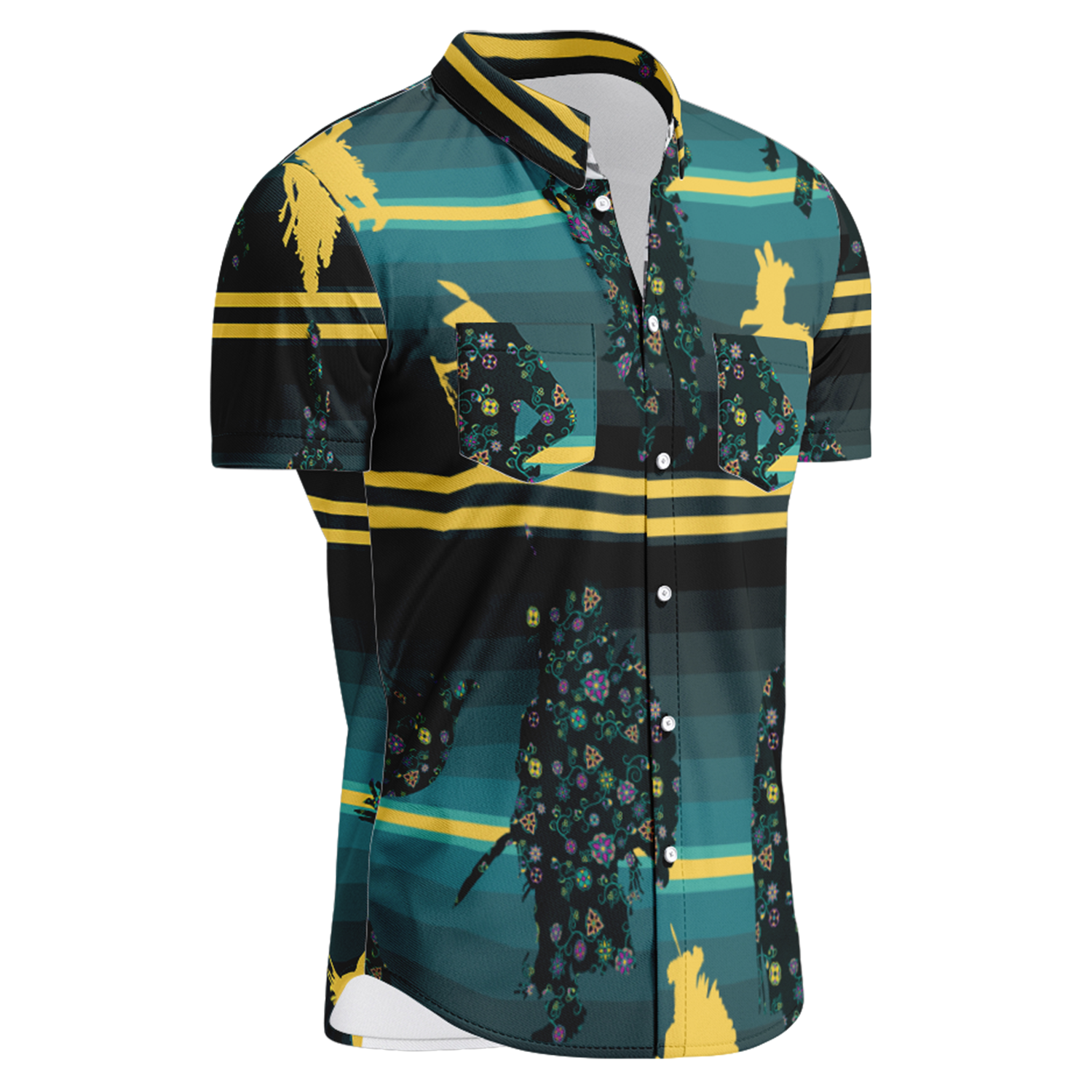 Dancers Inspire Green Hawaiian-Style Button Up Shirt