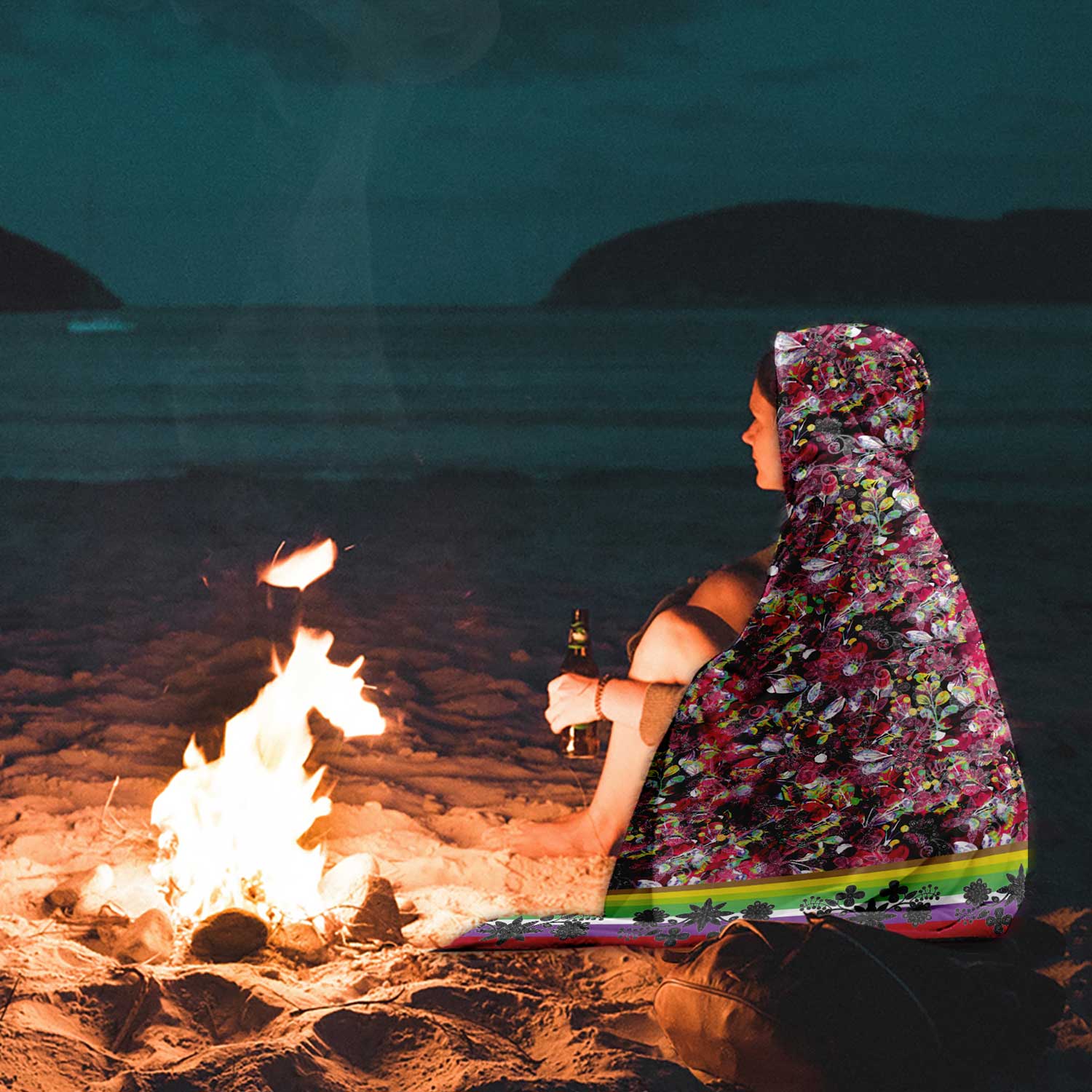 Culture in Nature Maroon Hooded Blanket