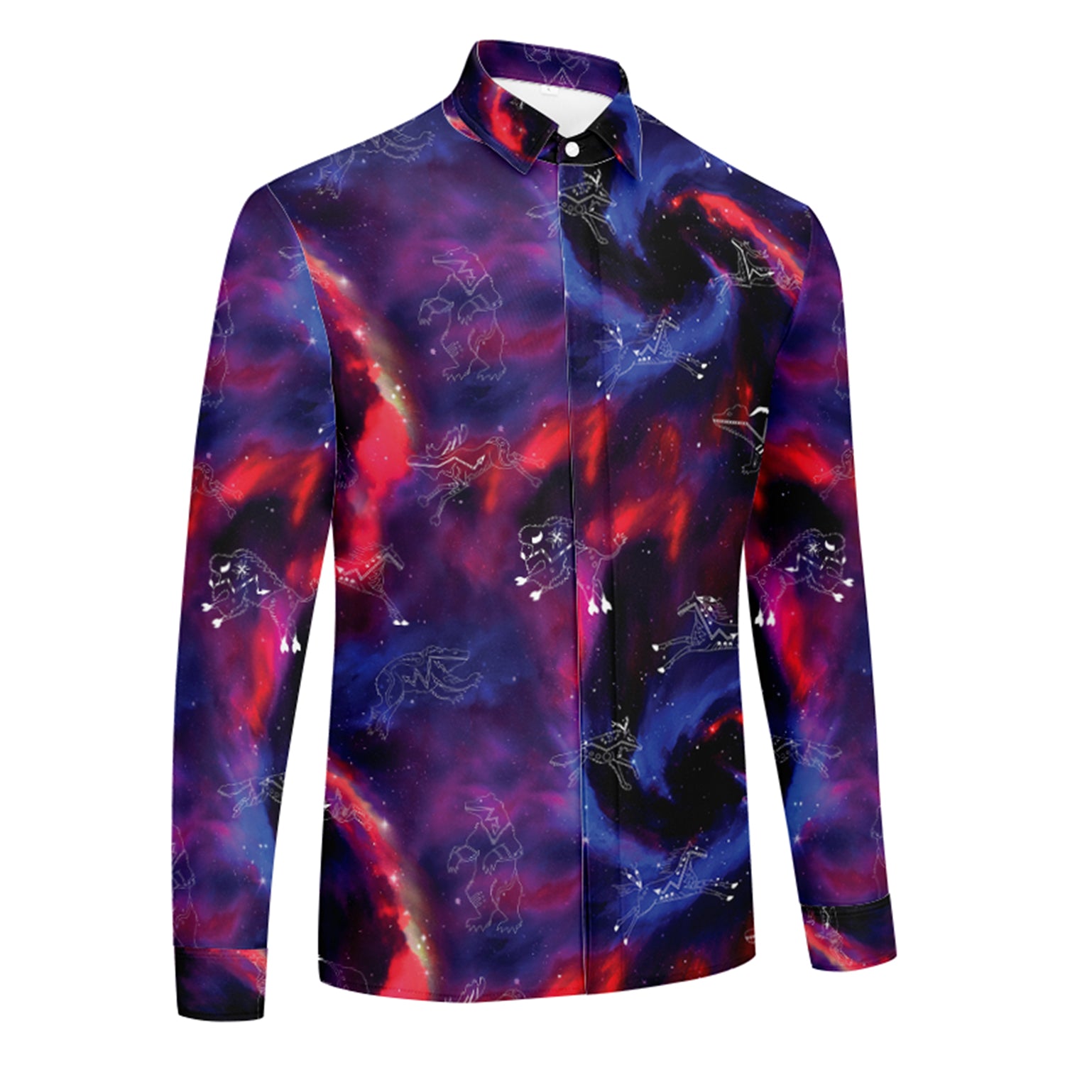Animal Ancestors 3 Blue Pink Swirl Men's Long Sleeve Dress Shirt
