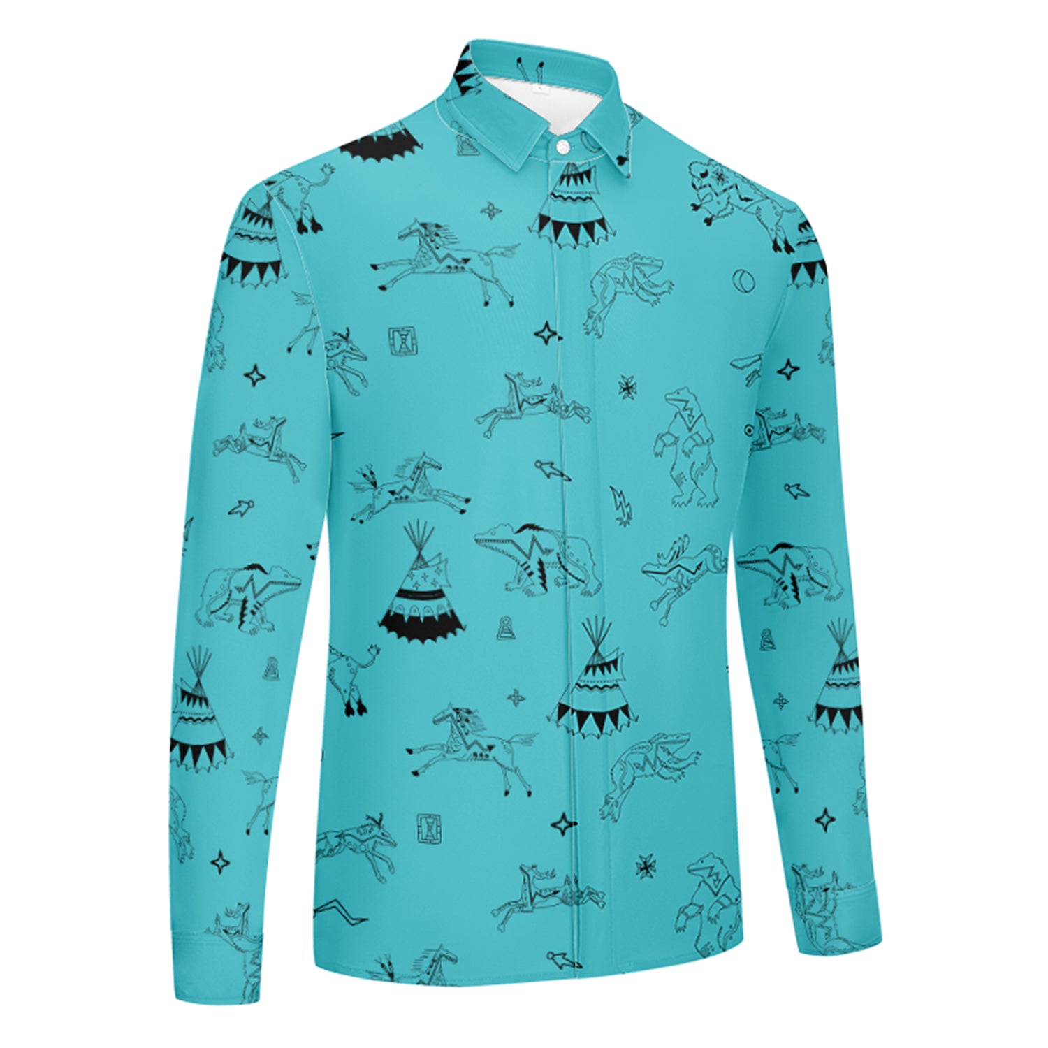 Ledger Dabbles Torquoise Men's Long Sleeve Dress Shirt