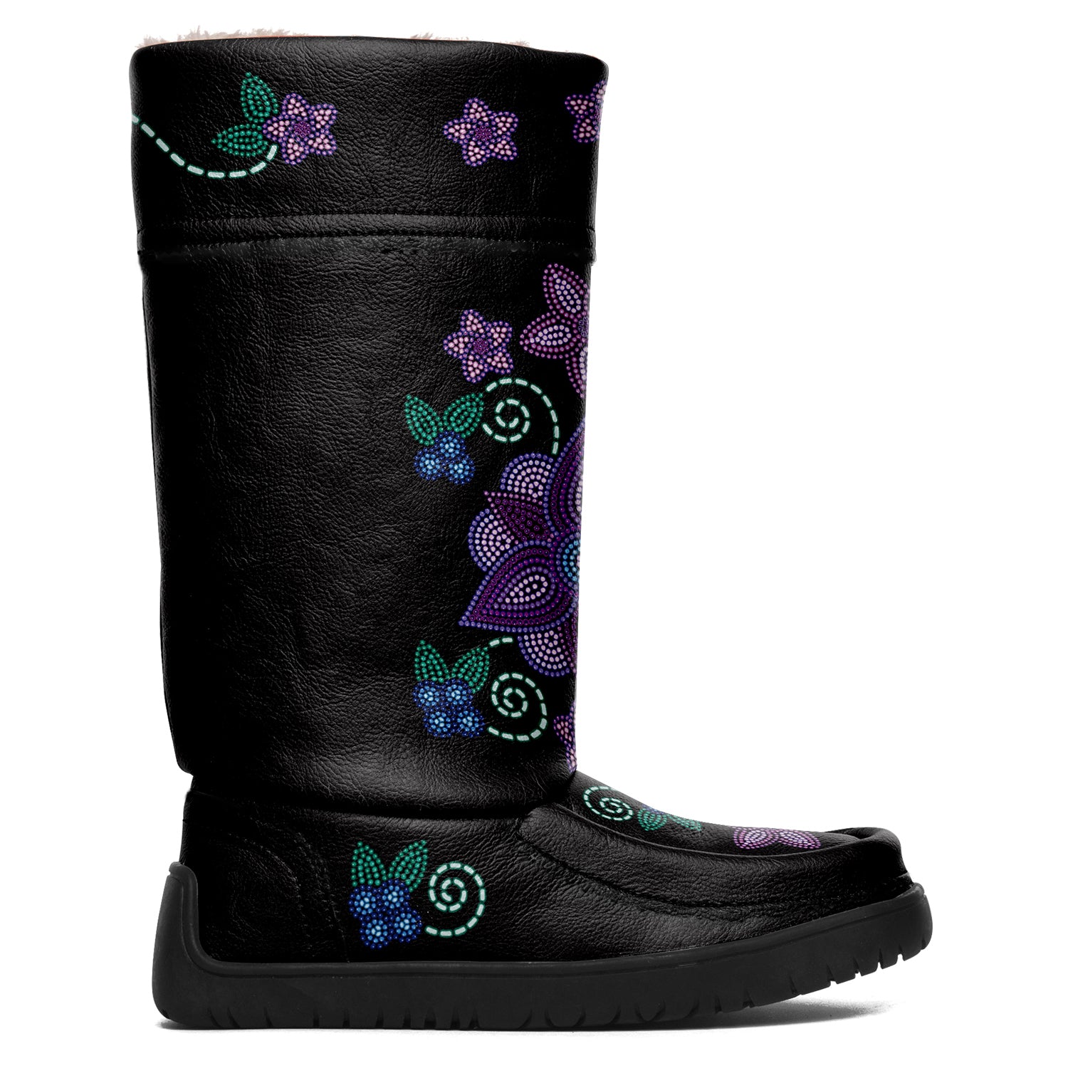 Berry Picking Black Real Leather MocLux
