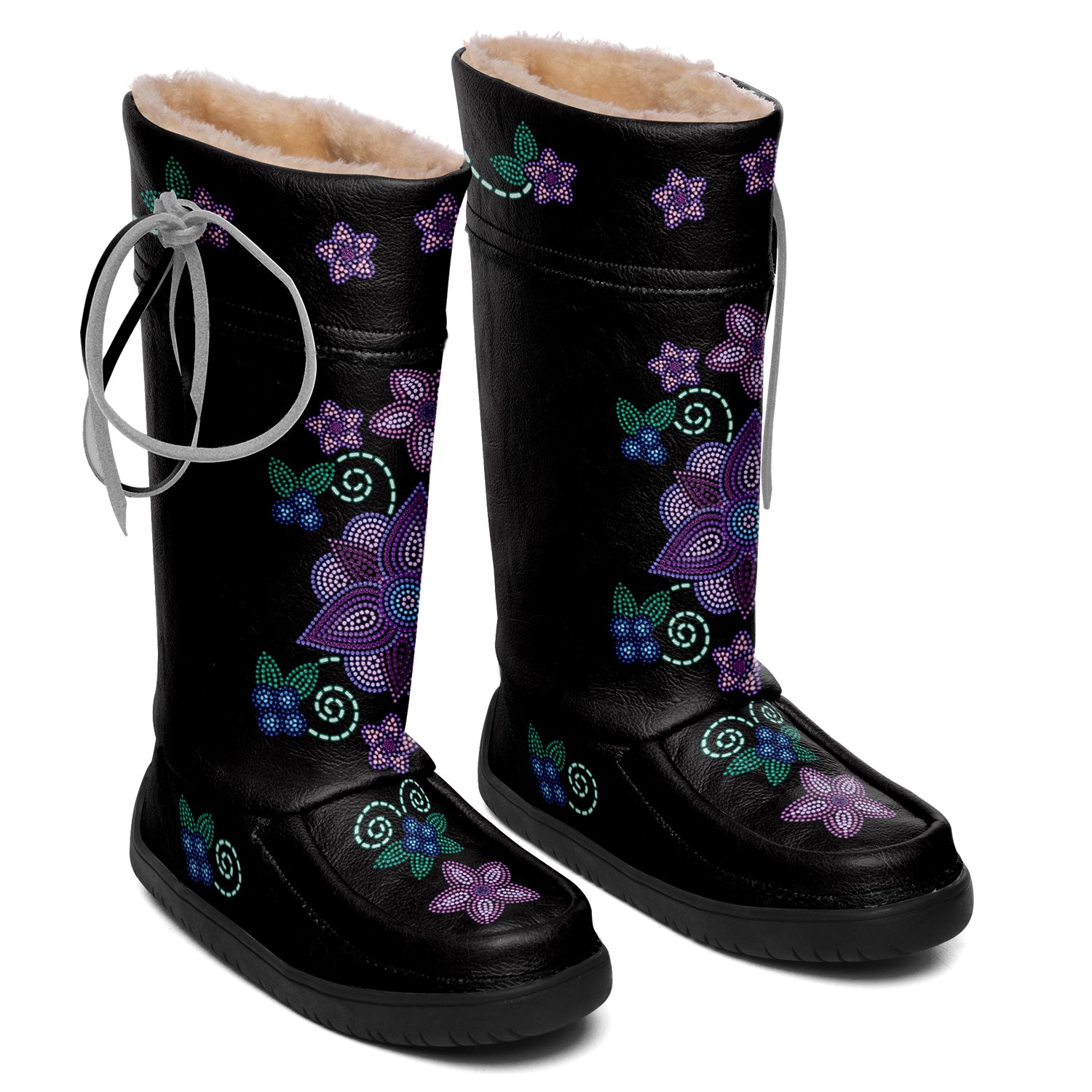Berry Picking Black Real Leather MocLux