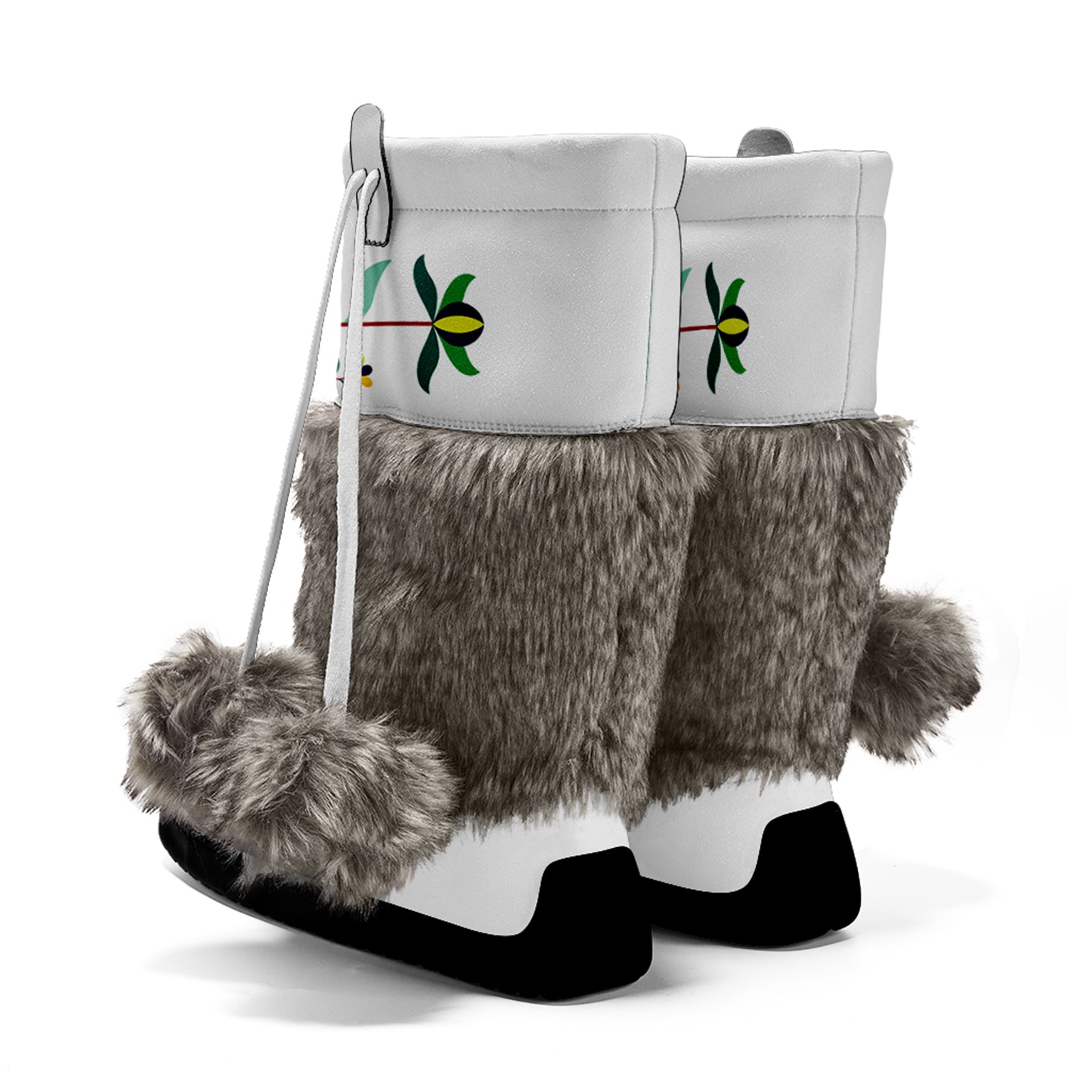 New Age Quill Real White Leather MocLux with Fur