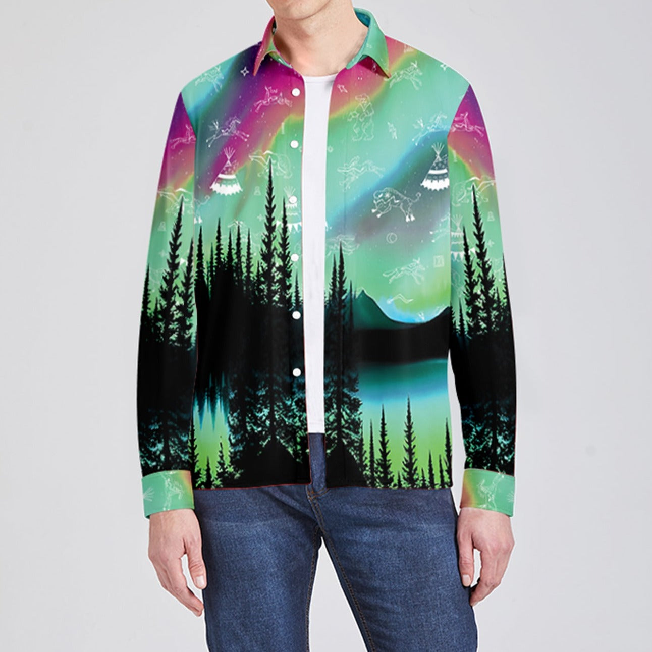 Aurora Medicine Animals 2 Men's Long Sleeve Dress Shirt